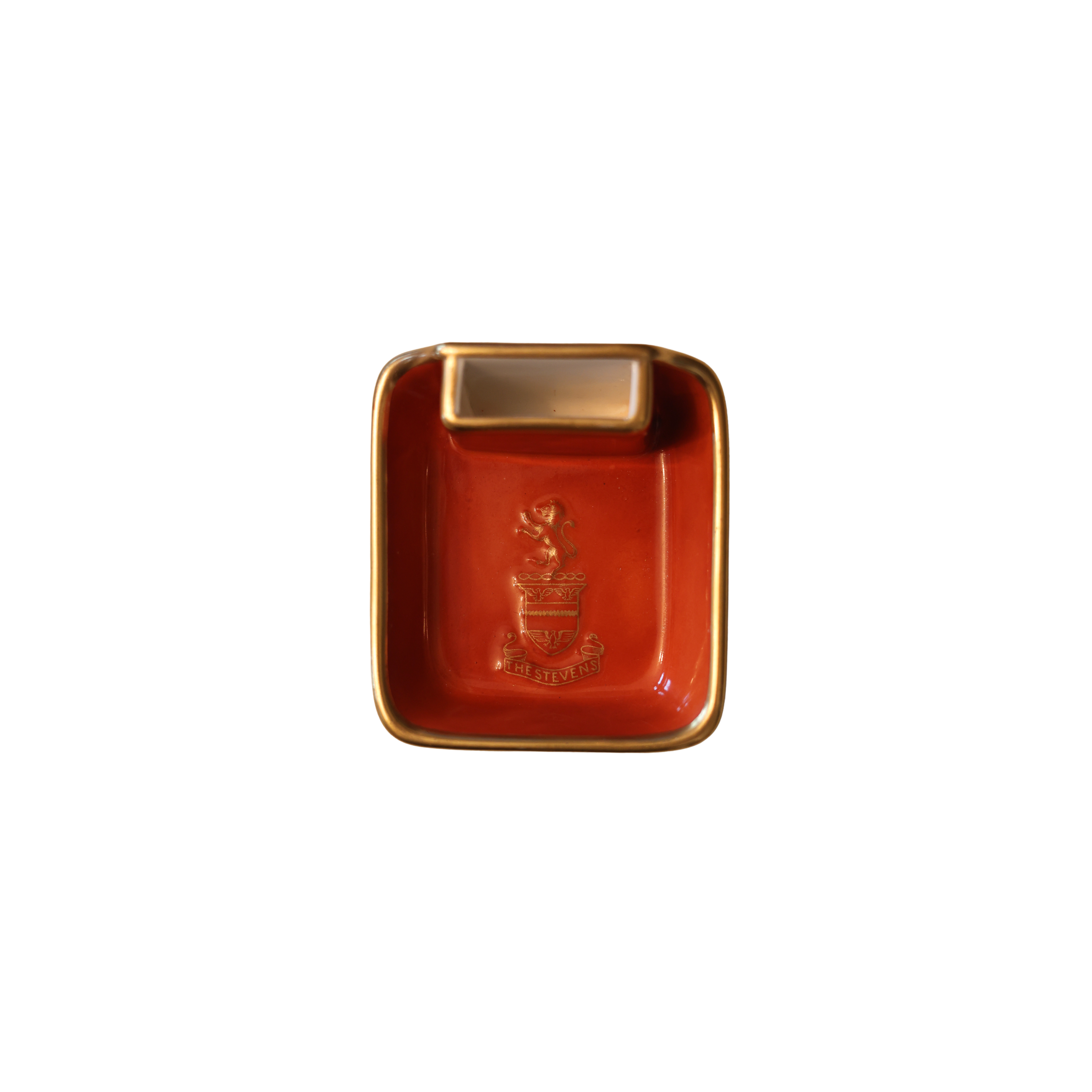 Crest Motif Porcelain Match Holder & Ashtray