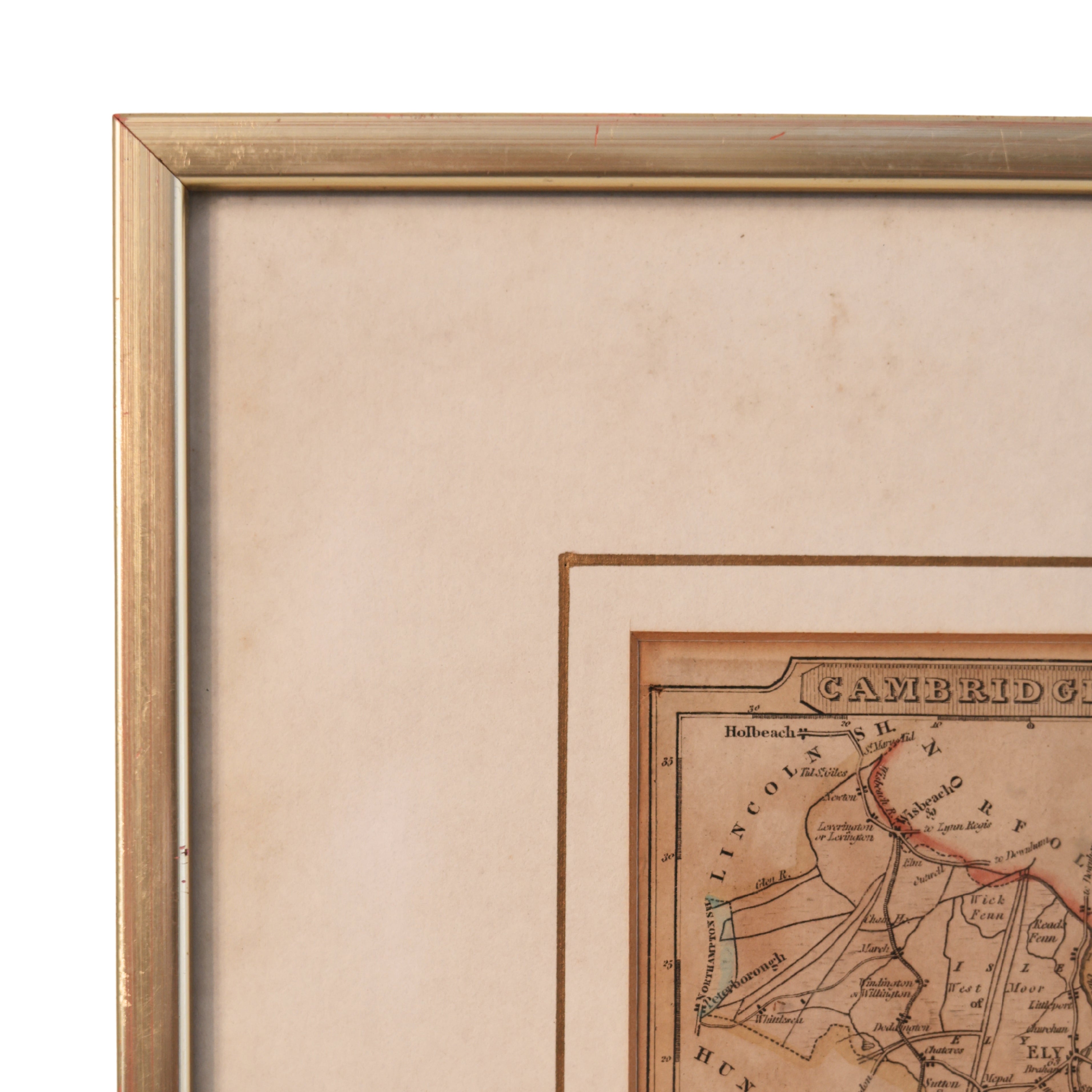 c. 1812 Engraving Map of Cambridgeshire, England