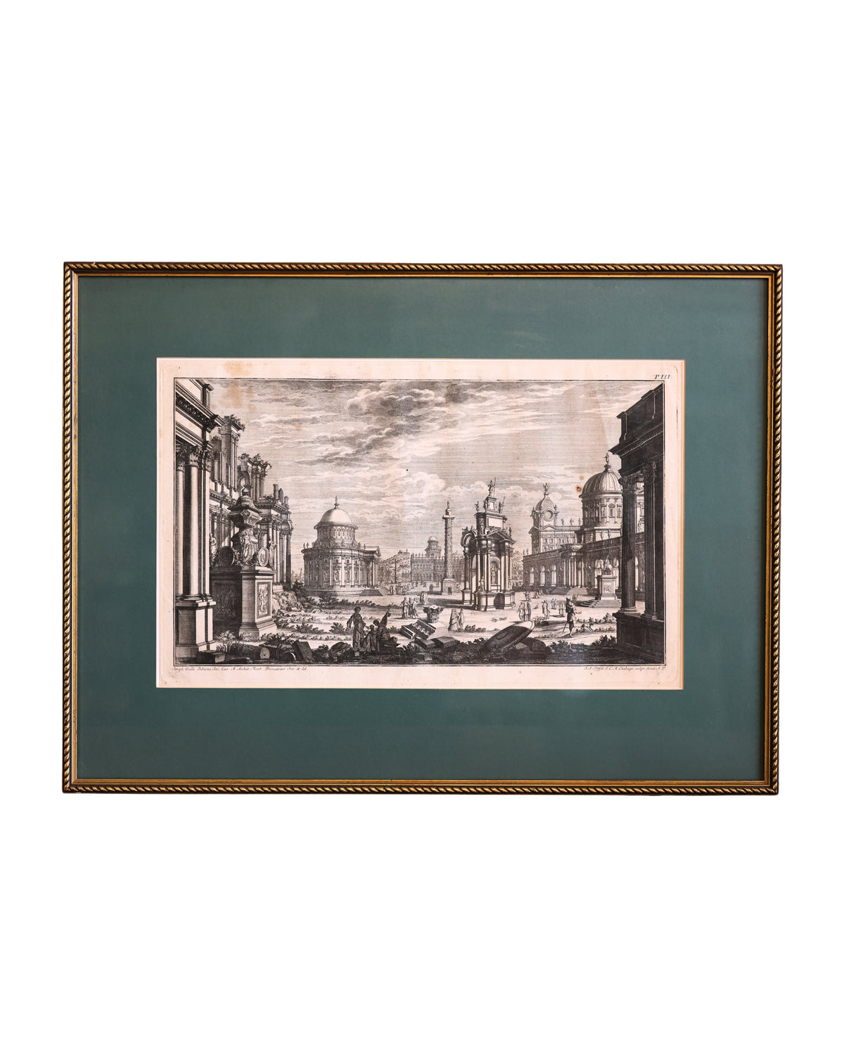 c. 1740 Giuseppe Galli Bibiena “Huc Omnes Germani” Architectural Engraving-1