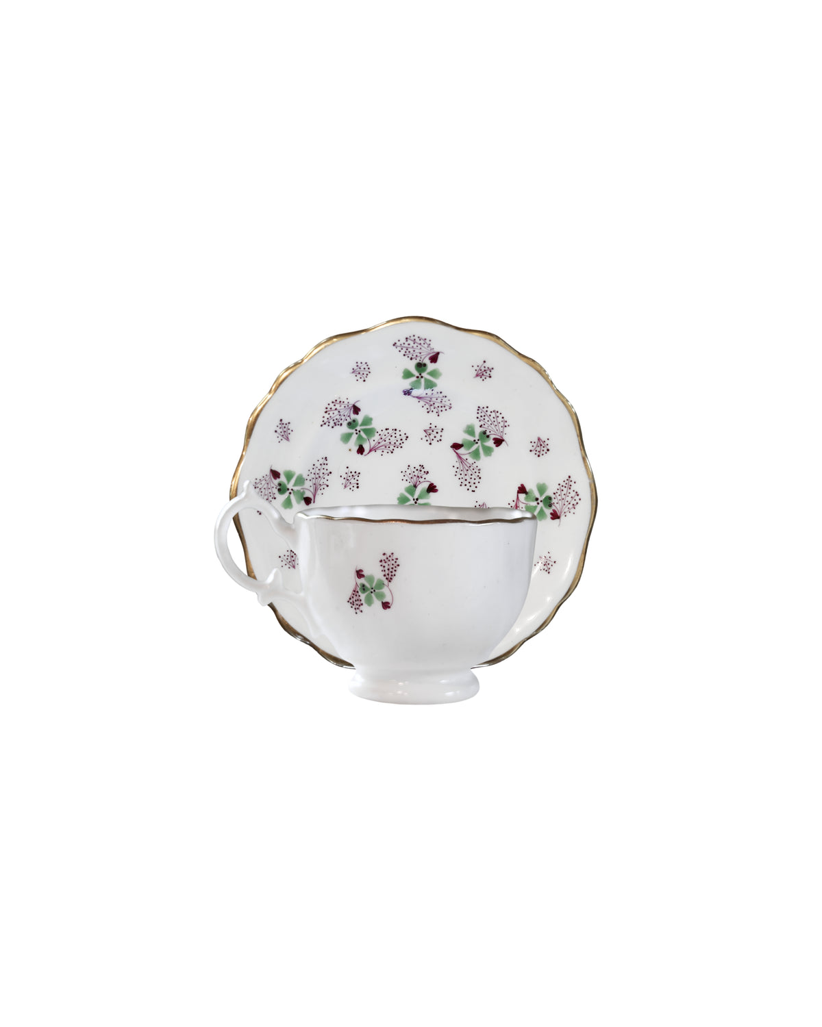 Soft-Paste Porcelain Clover & Floral Sprig Tea Cups, c. 1835–1850-1