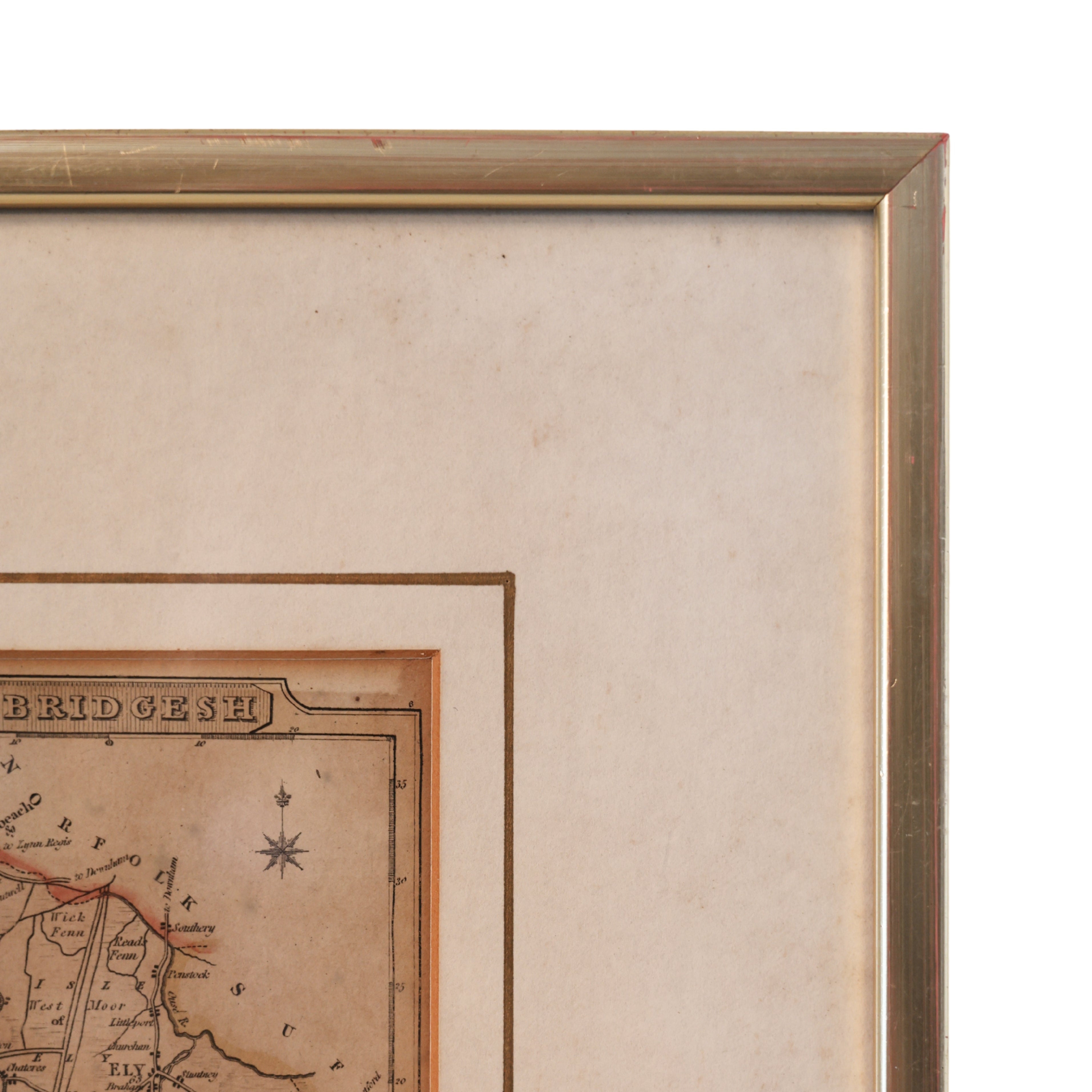 c. 1812 Engraving Map of Cambridgeshire, England