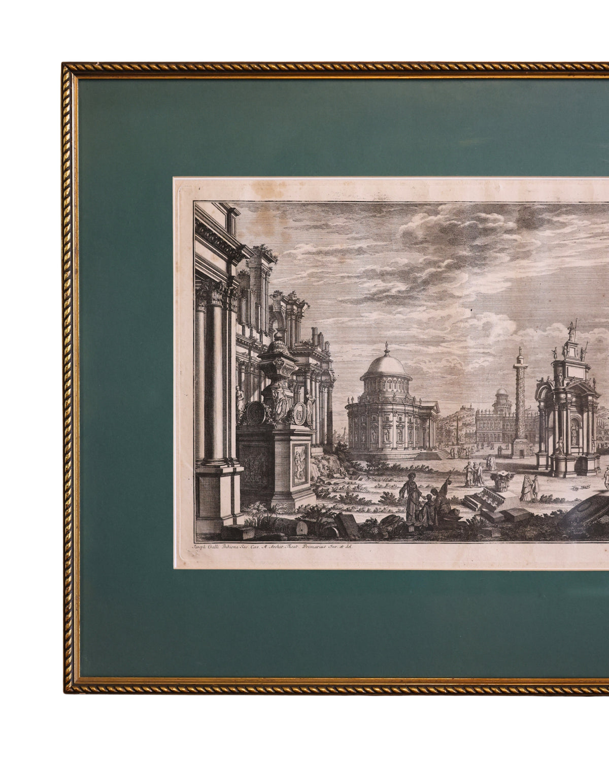 c. 1740 Giuseppe Galli Bibiena “Huc Omnes Germani” Architectural Engraving-3
