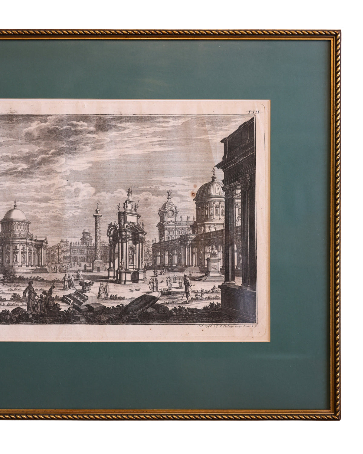 c. 1740 Giuseppe Galli Bibiena “Huc Omnes Germani” Architectural Engraving-4