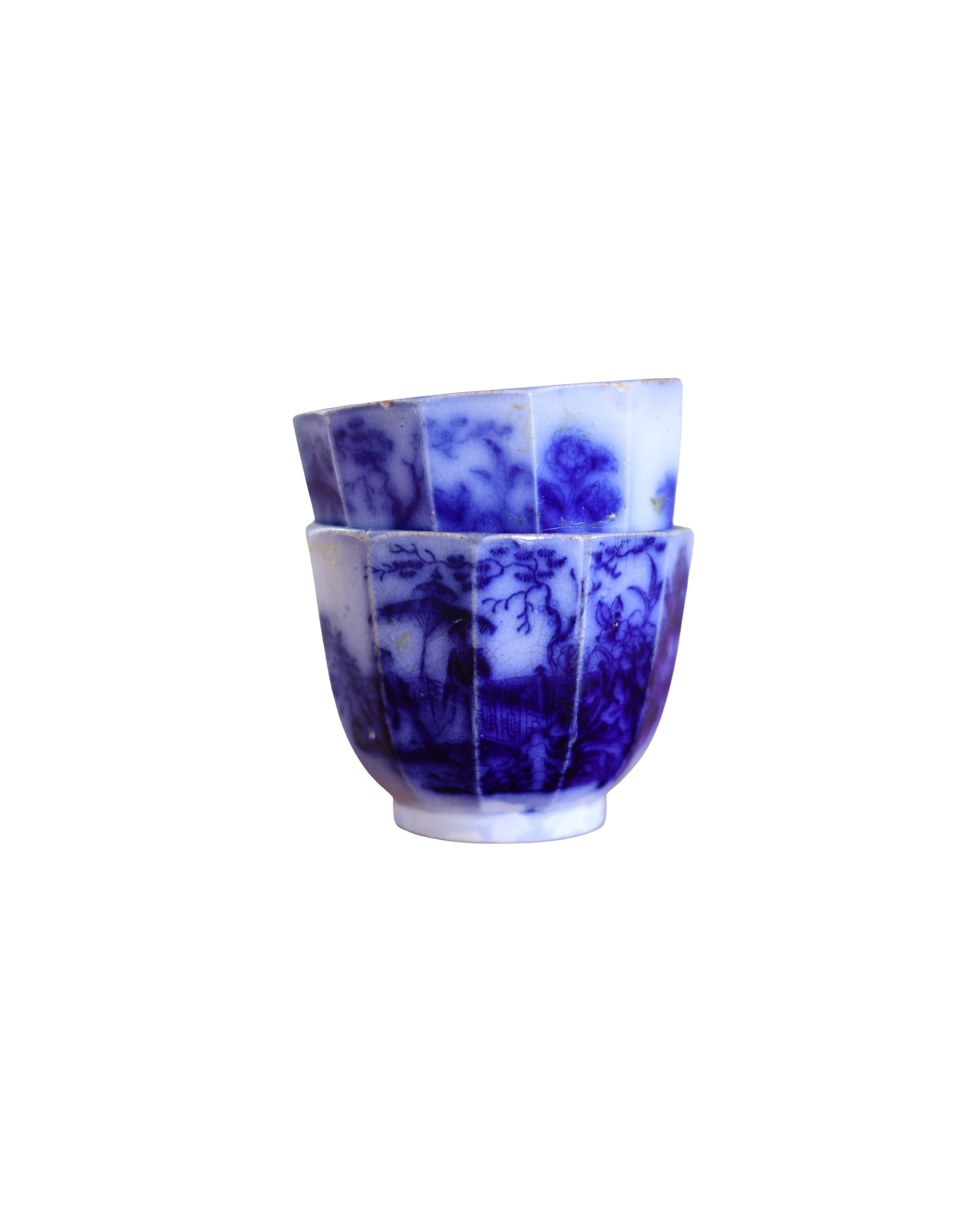 Davenport "Amoy" Flow Blue Tea Bowls-1