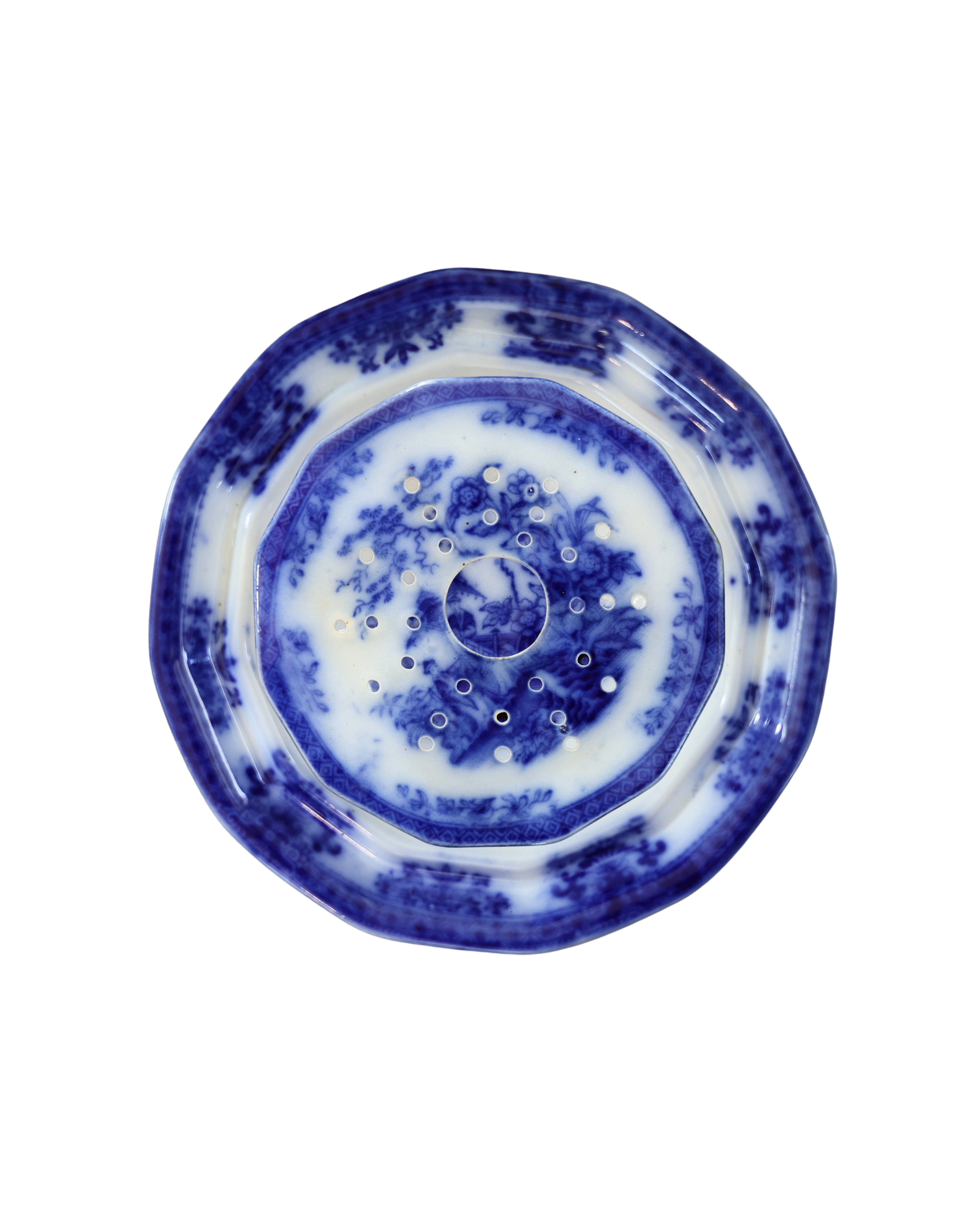 Davenport "Amoy" Flow Blue Butter Dish-2