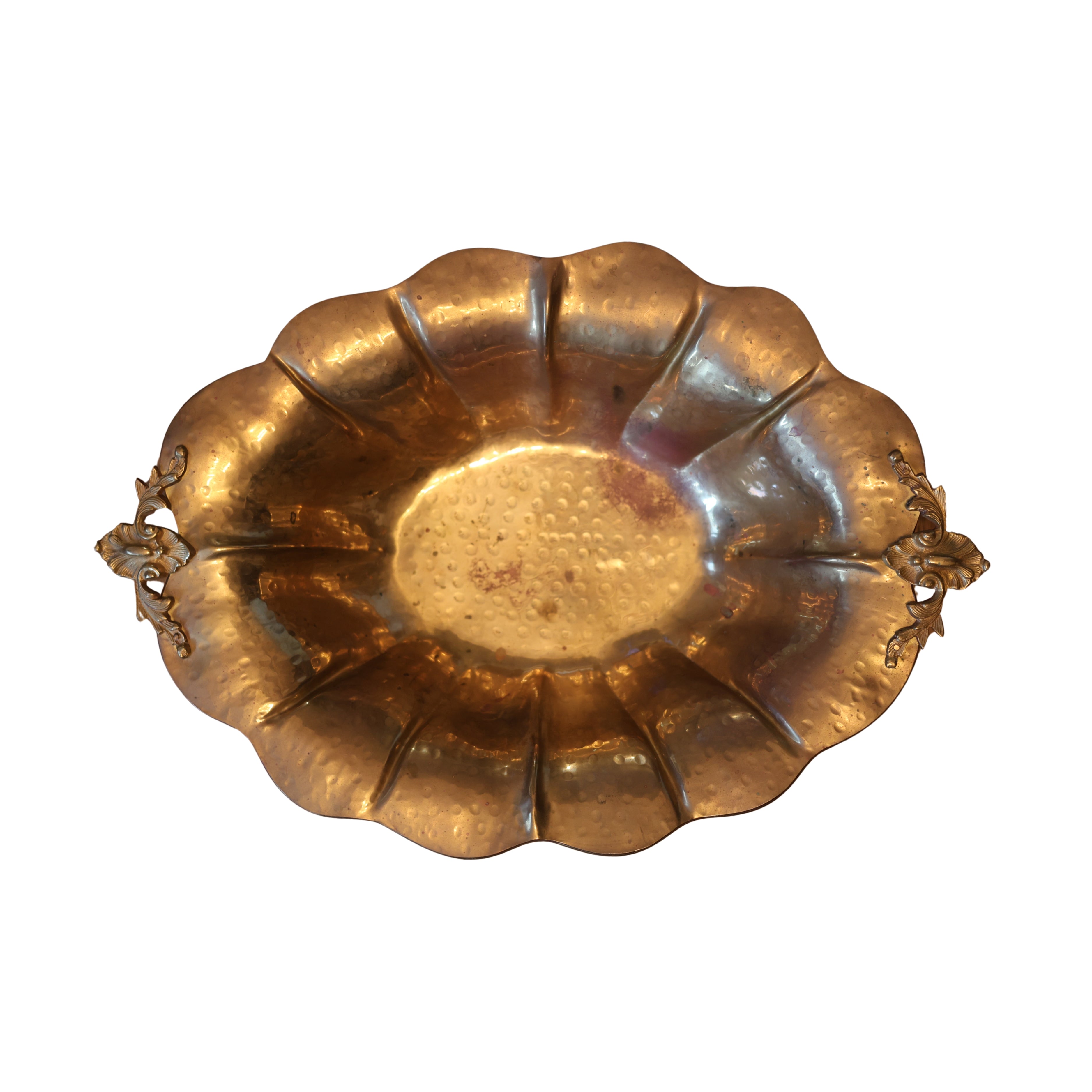 Brass Centerpiece Bowl with Ornate Handles