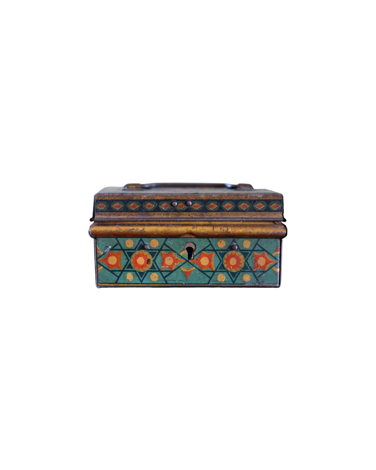 Folk Art Patterned Tin Money Bank