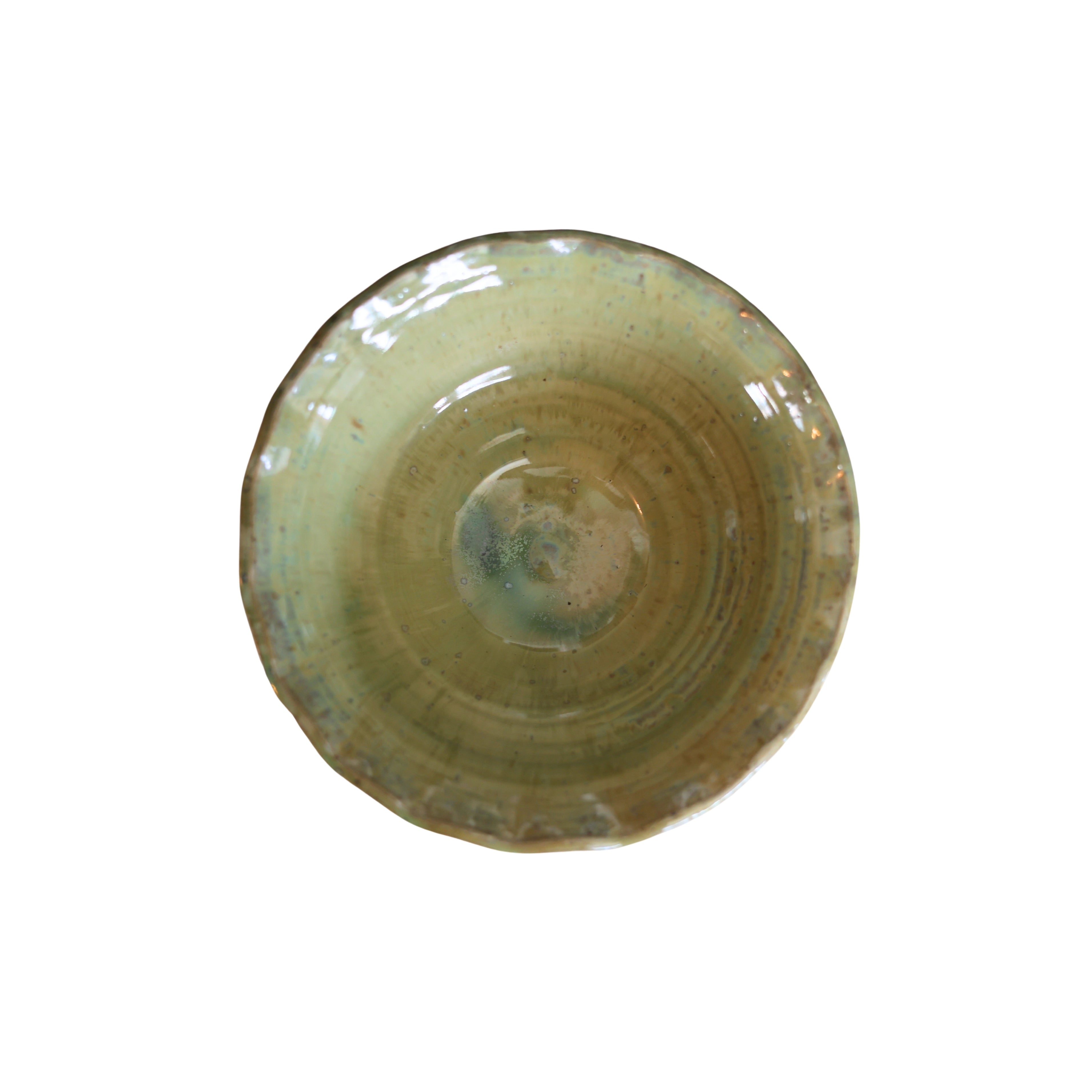 Glazed Studio Pottery Bowl with Scalloped Rim