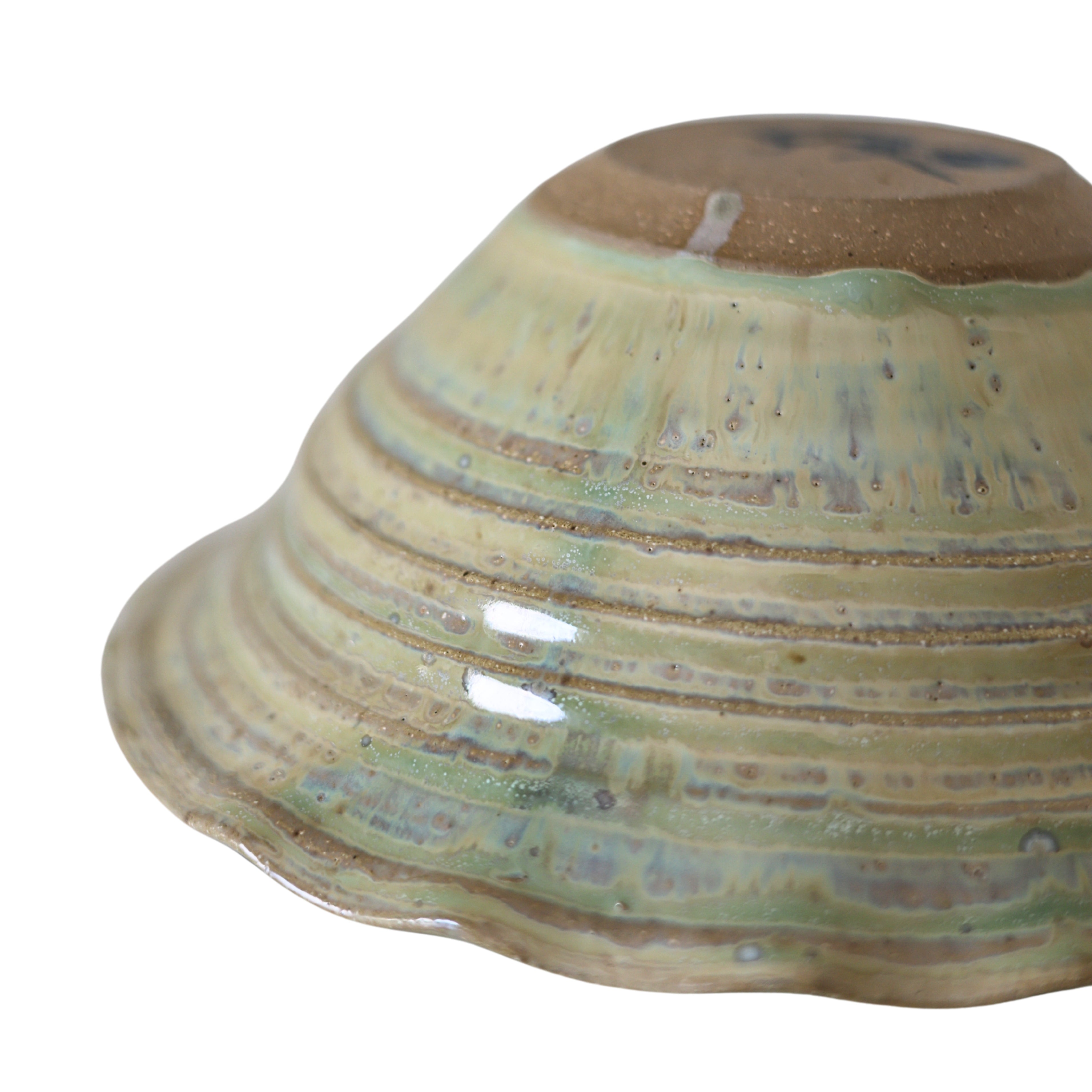 Glazed Studio Pottery Bowl with Scalloped Rim