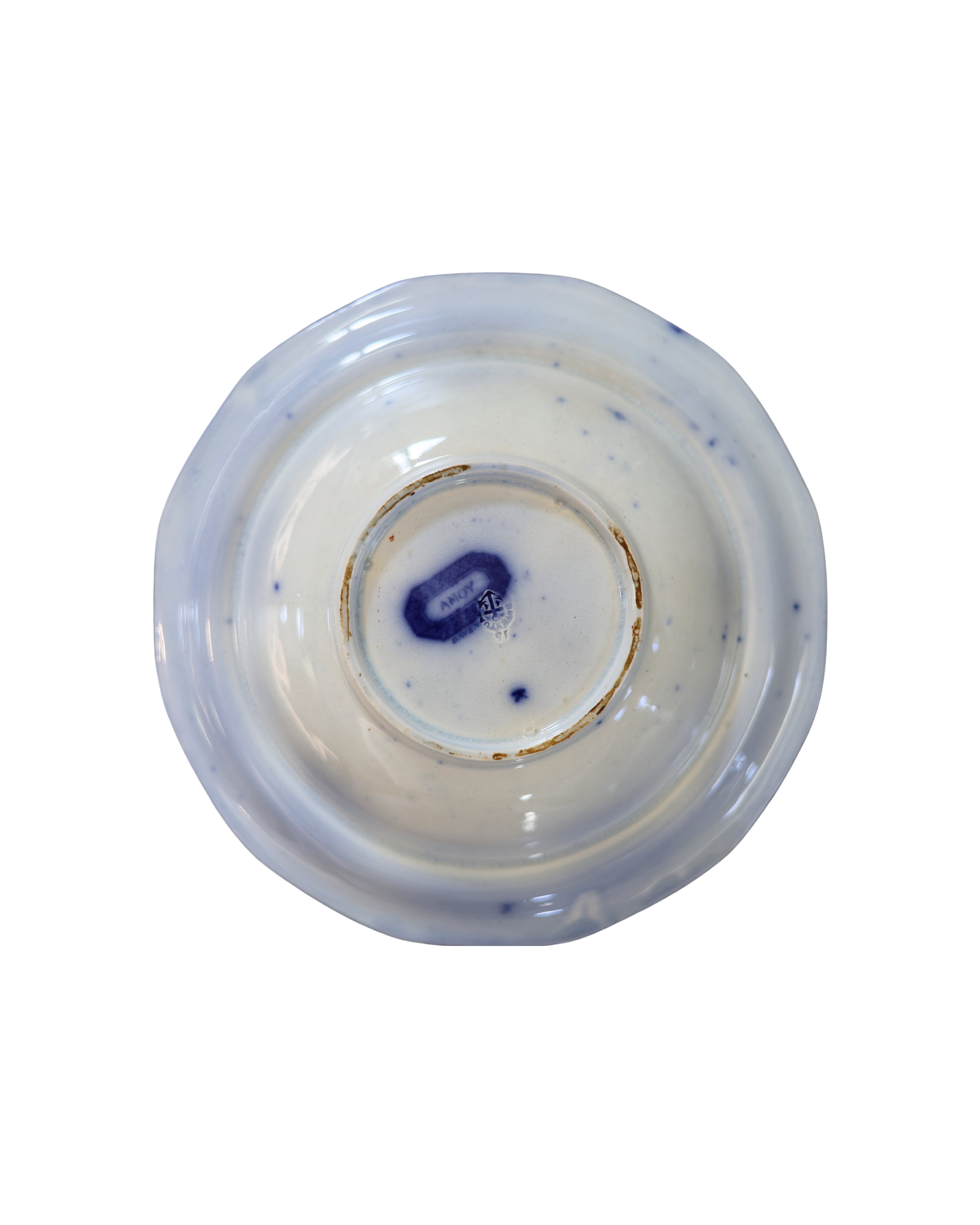 Davenport "Amoy" Flow Blue Butter Dish-6