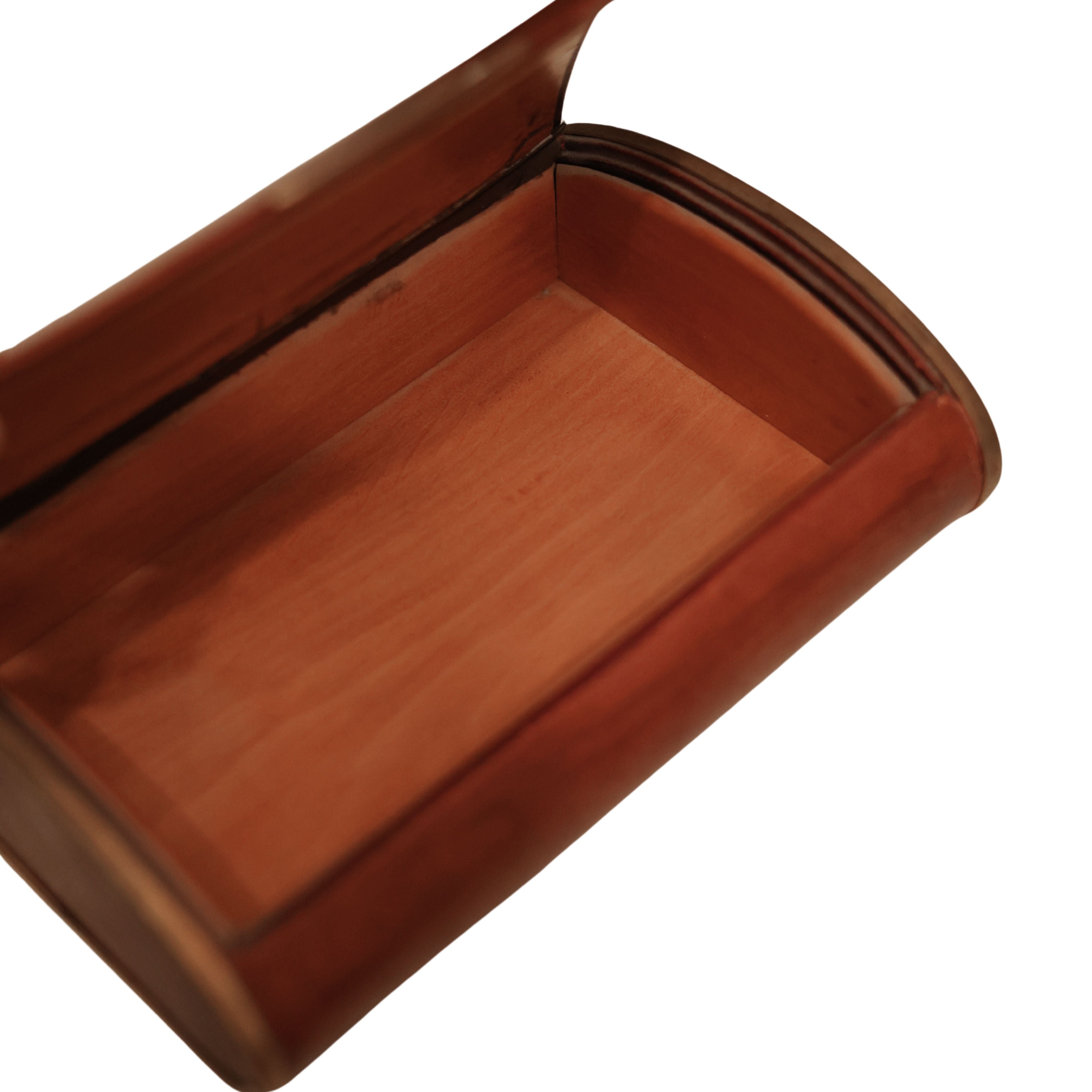 Leather Domed Box with Brass Detailing