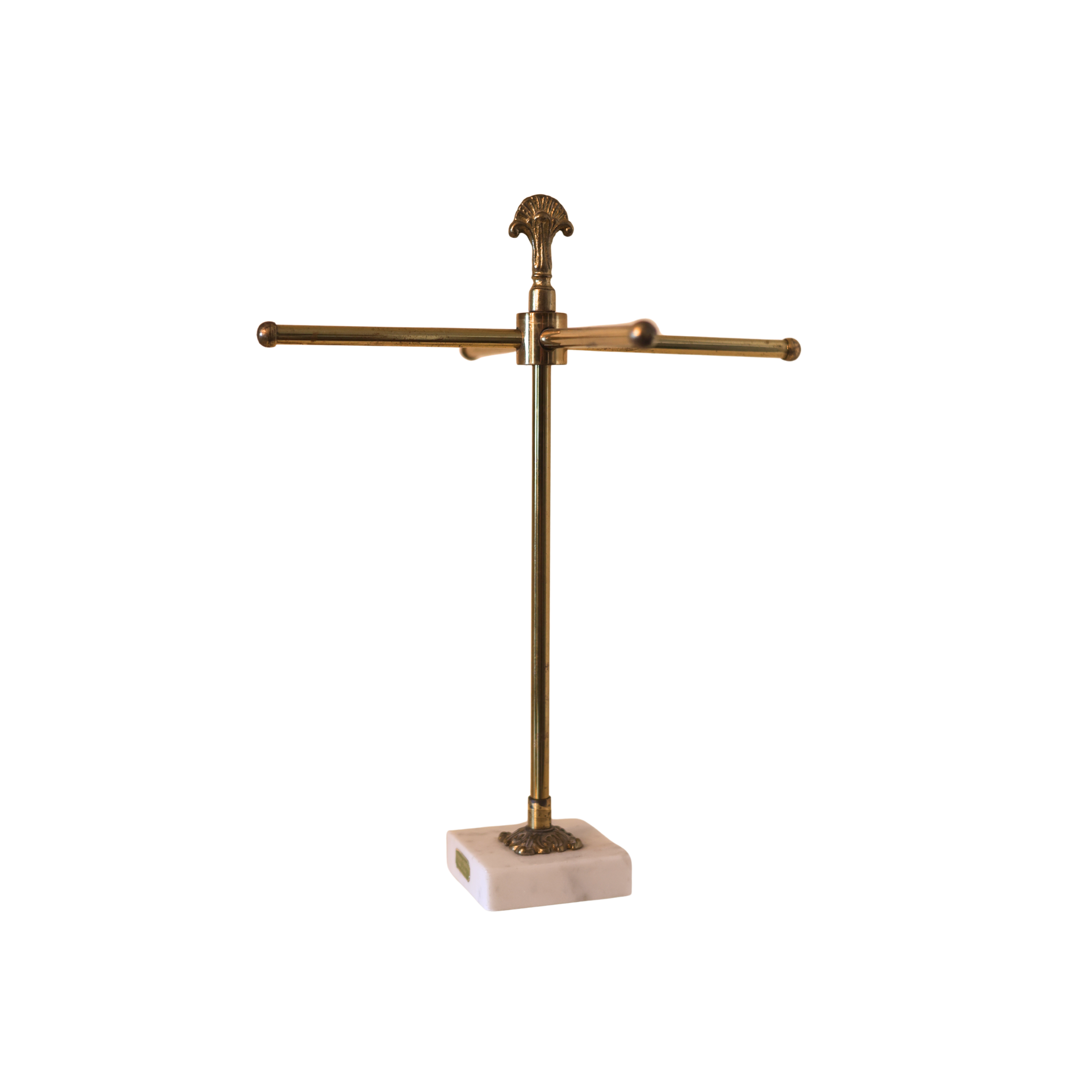Brass and Marble T-Form Display Stand