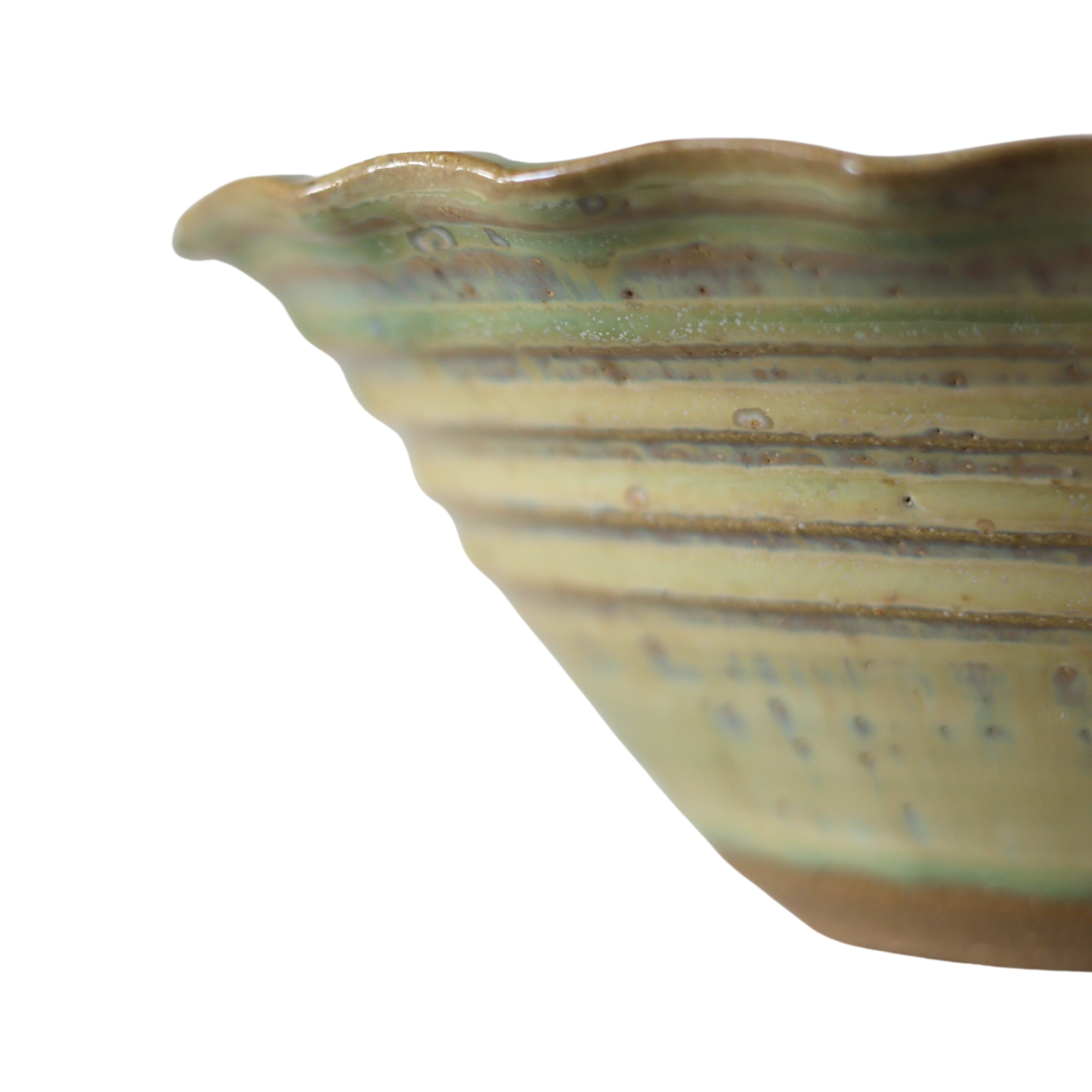 Glazed Studio Pottery Bowl with Scalloped Rim