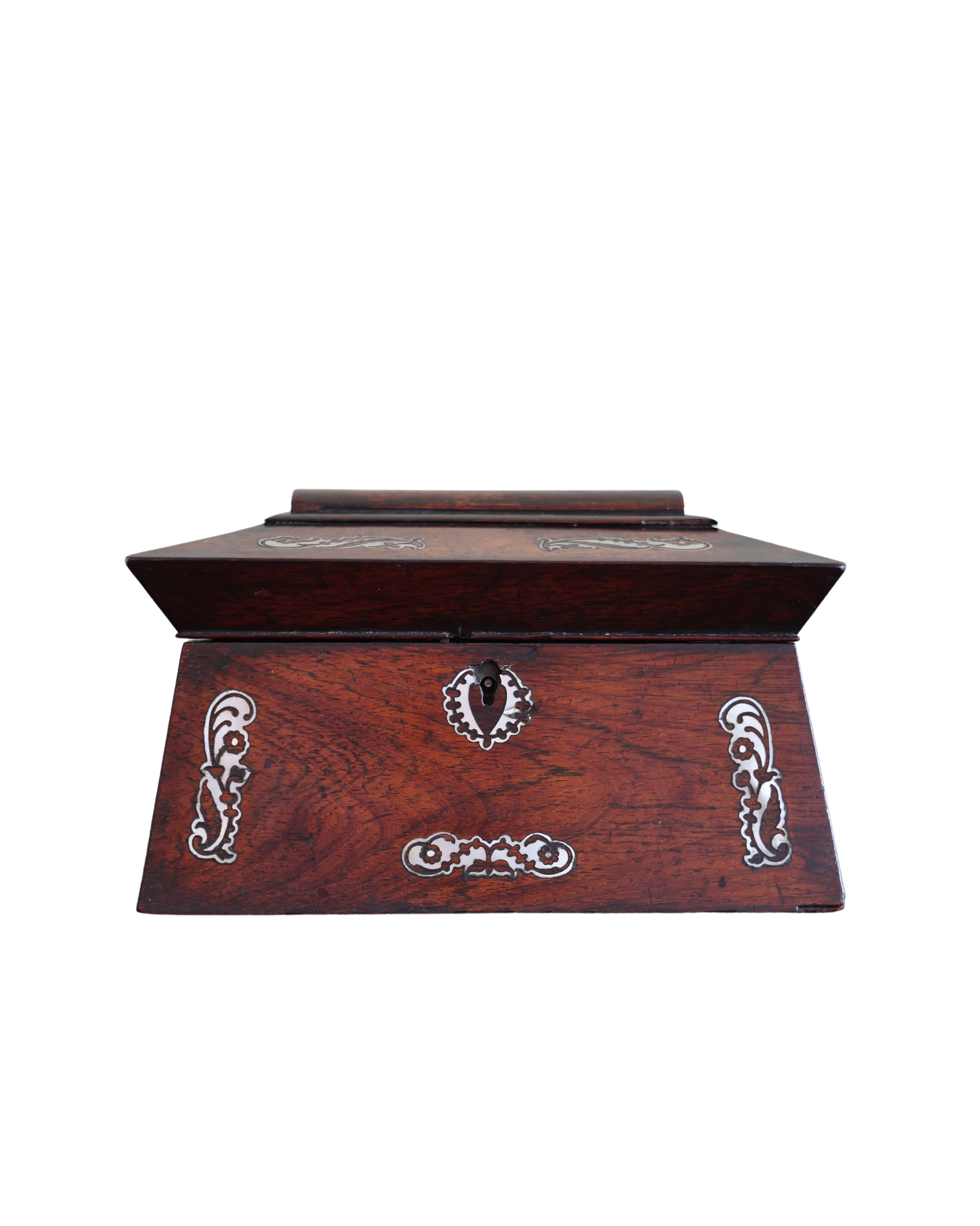 Regency Rosewood Mother-of-Pearl Tea Caddy-1
