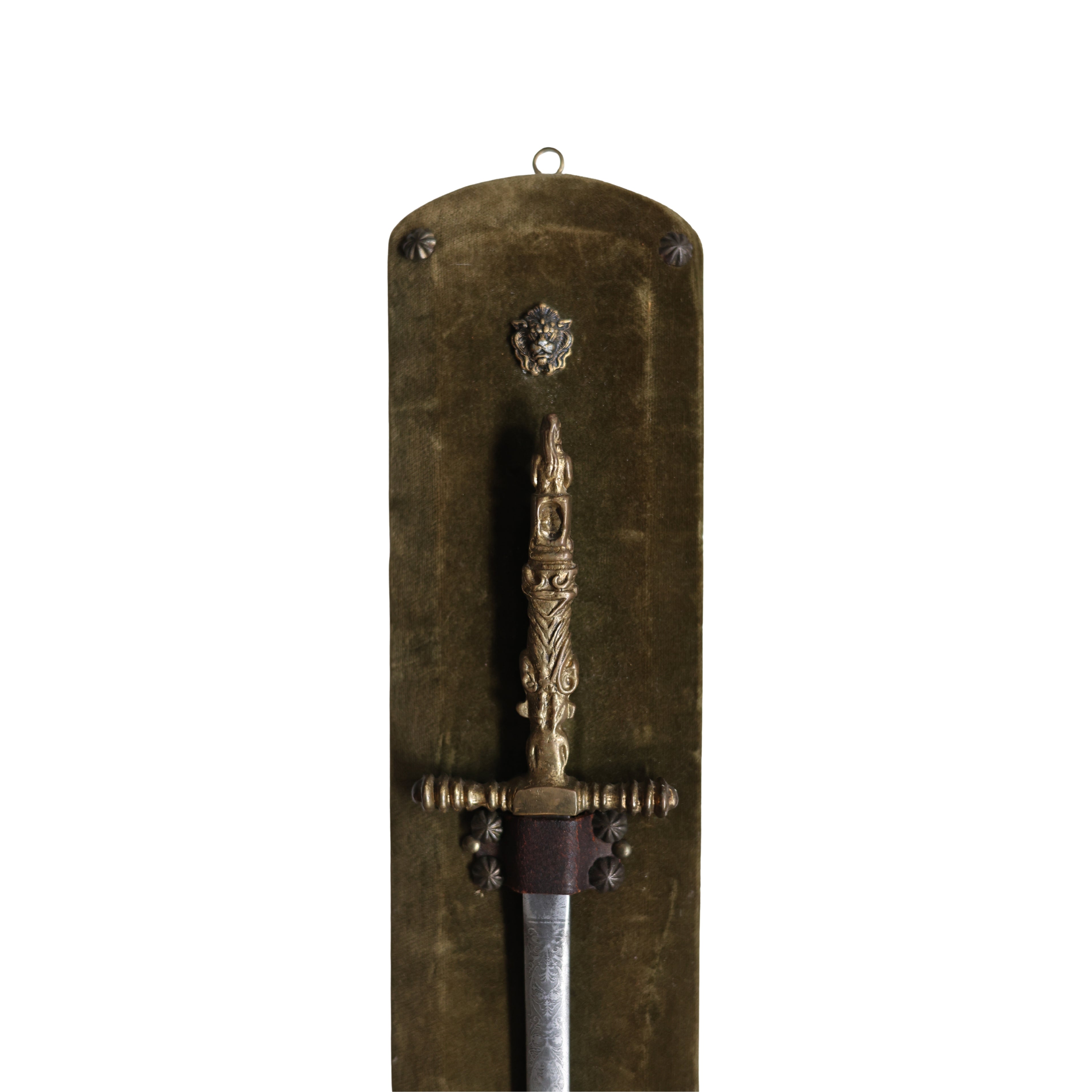 Decorative Dagger Wall Plaque with Heraldic Lion