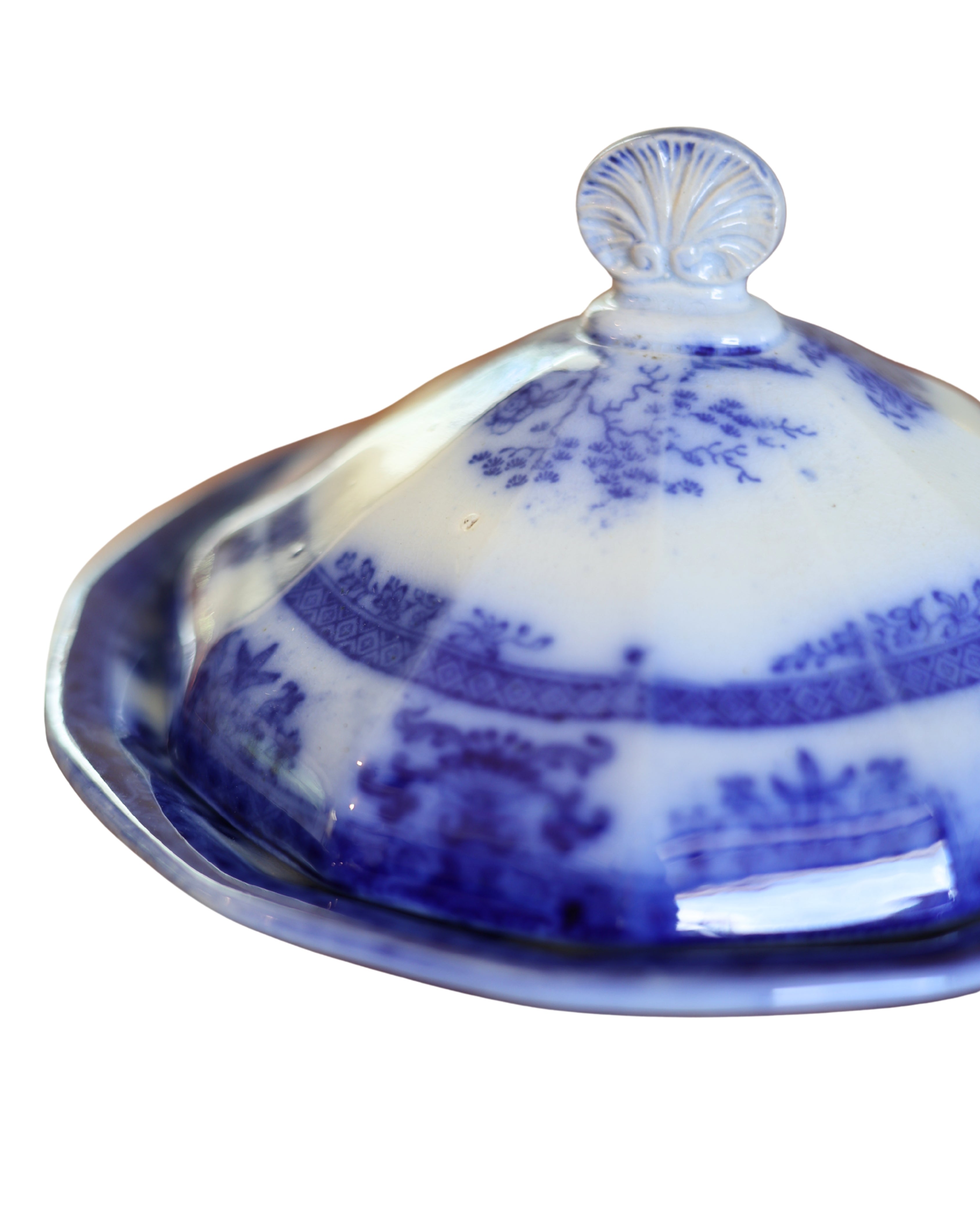 Davenport "Amoy" Flow Blue Butter Dish-7