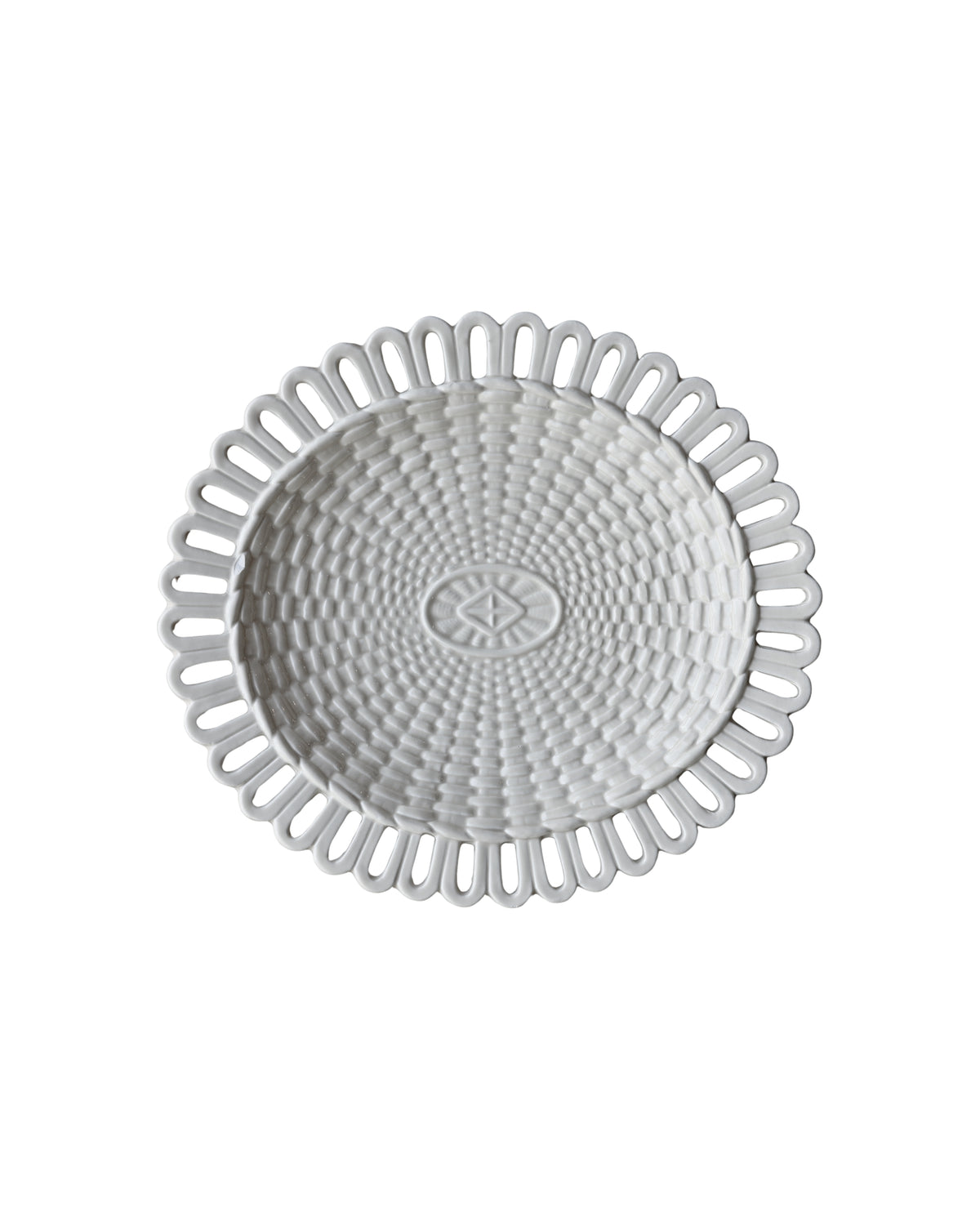 Creamware Basketweave Scalloped Plates, Pair-2