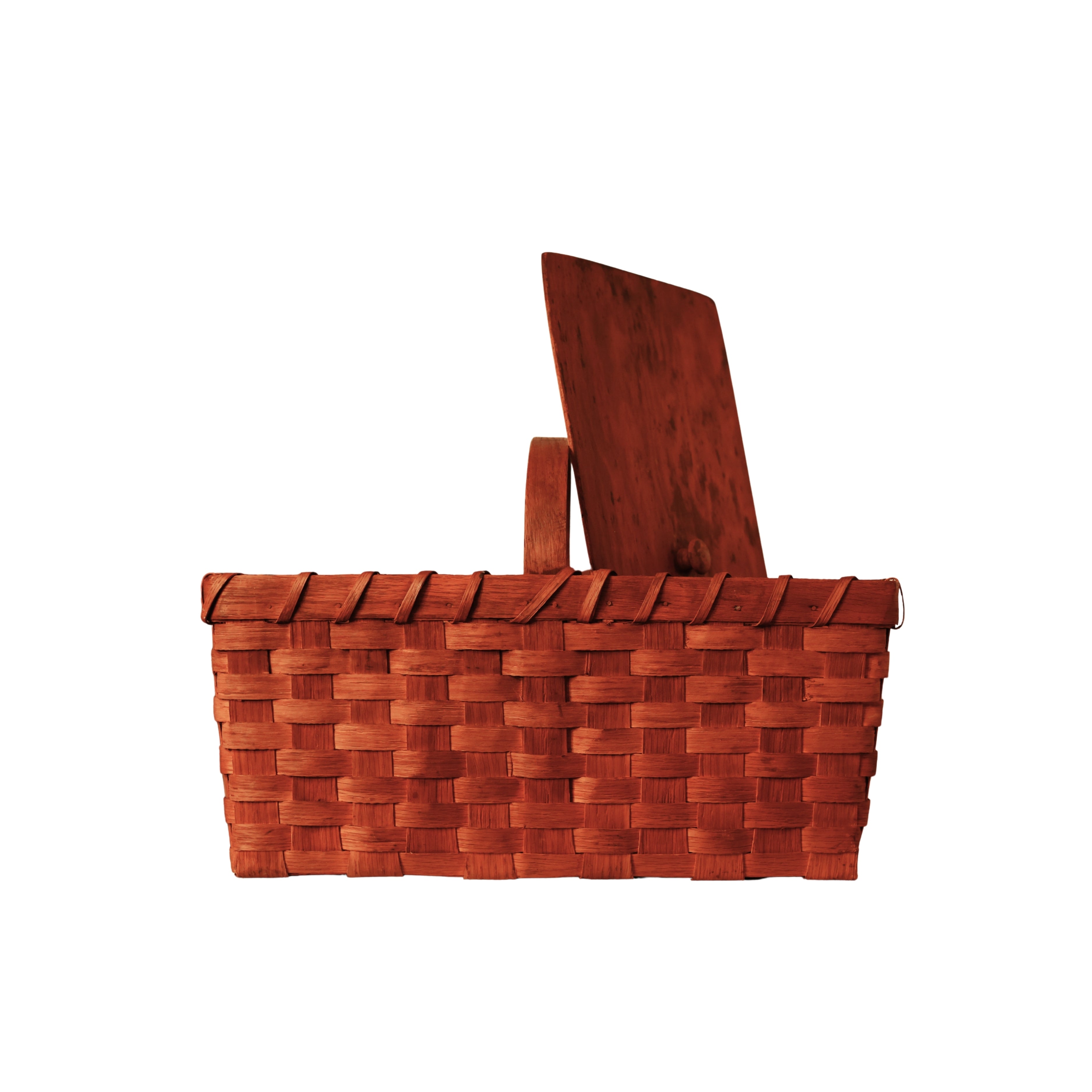 Handwoven Wood-Splint Basket with Lid