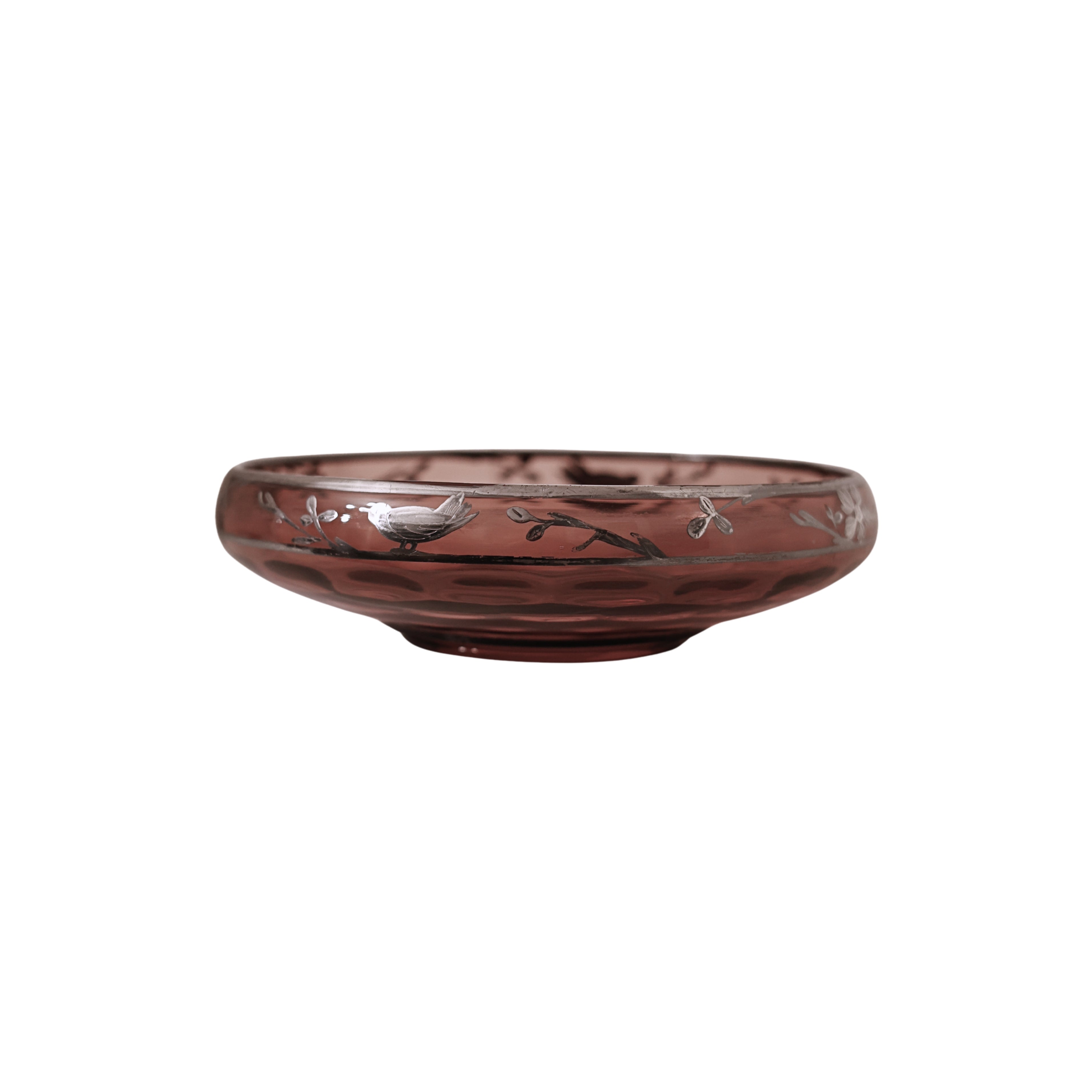 Cambridge Glass Amethyst Bowl with Silver Overlay