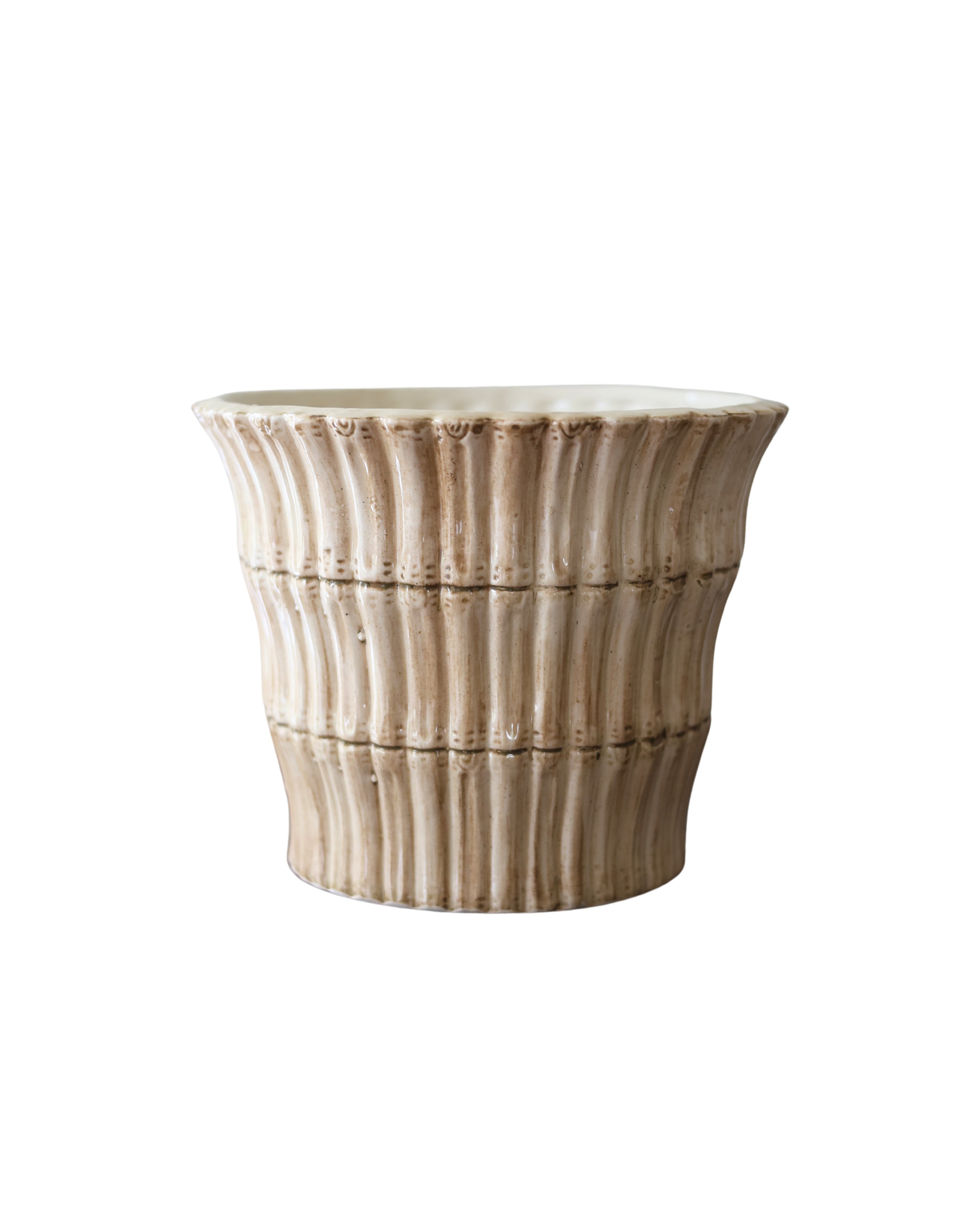 Ceramic Bamboo Fluted Cachepot