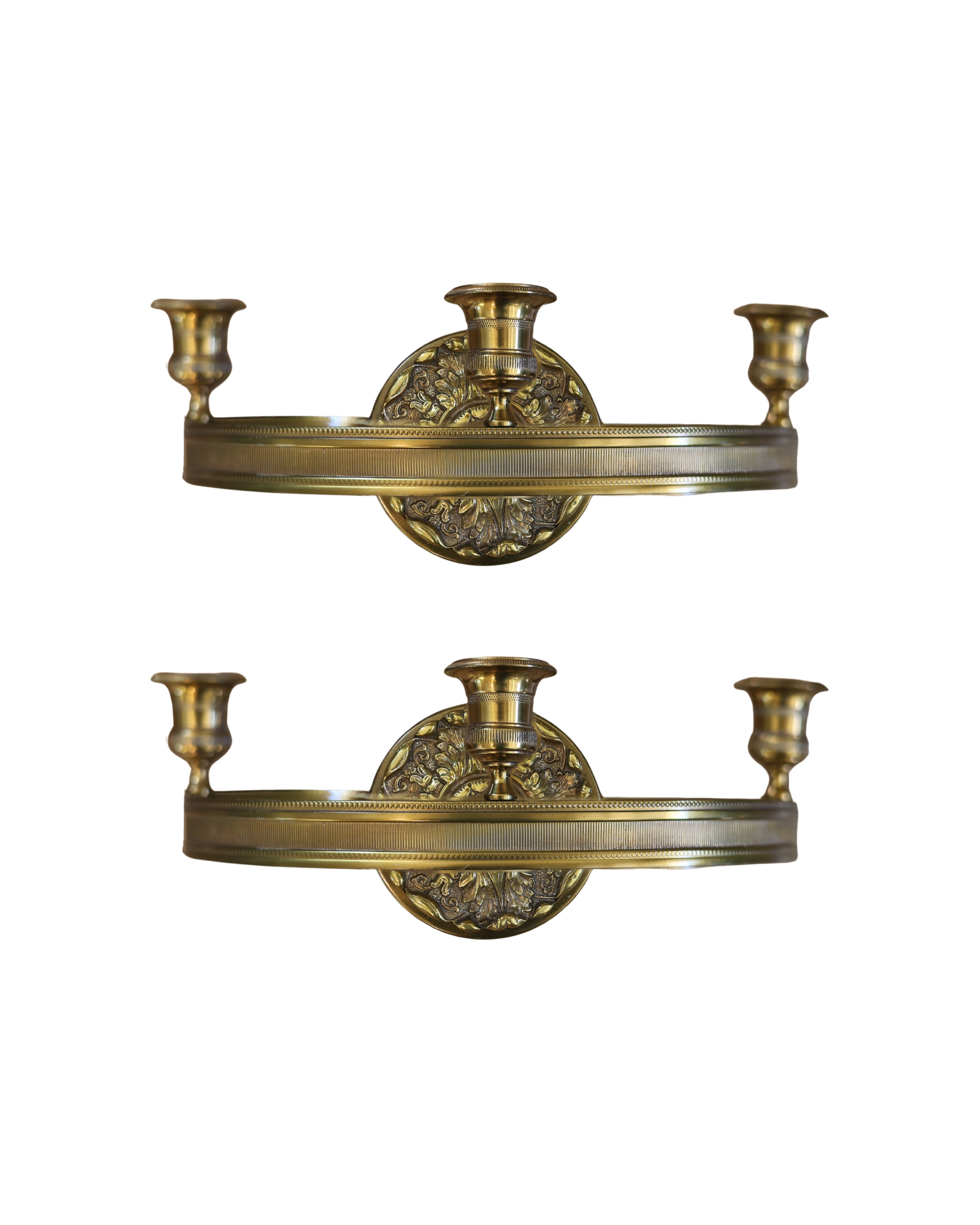 Empire Bronze Three-Light Ring Sconces
