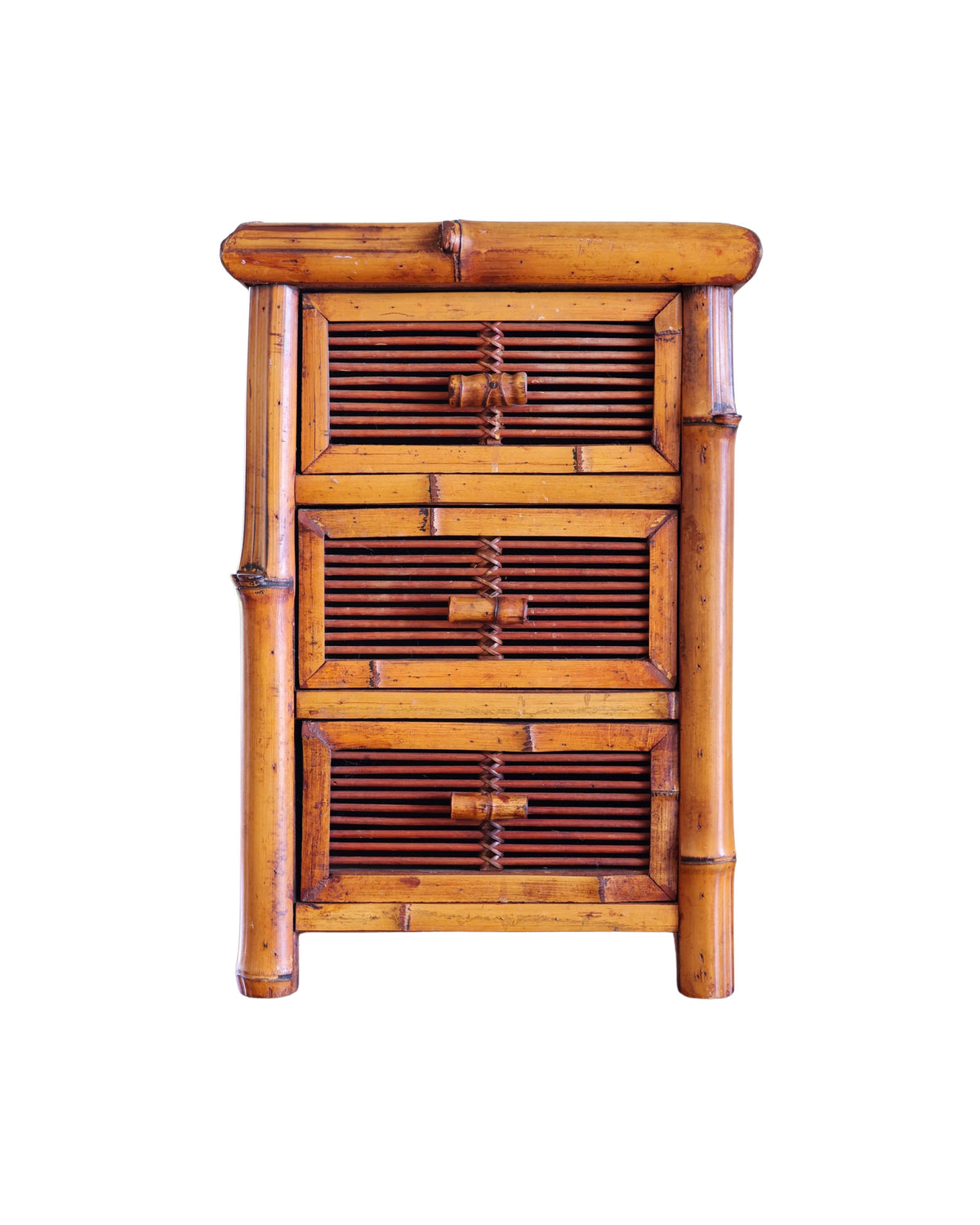 Bamboo & Woven Rattan Three-Drawer Chest