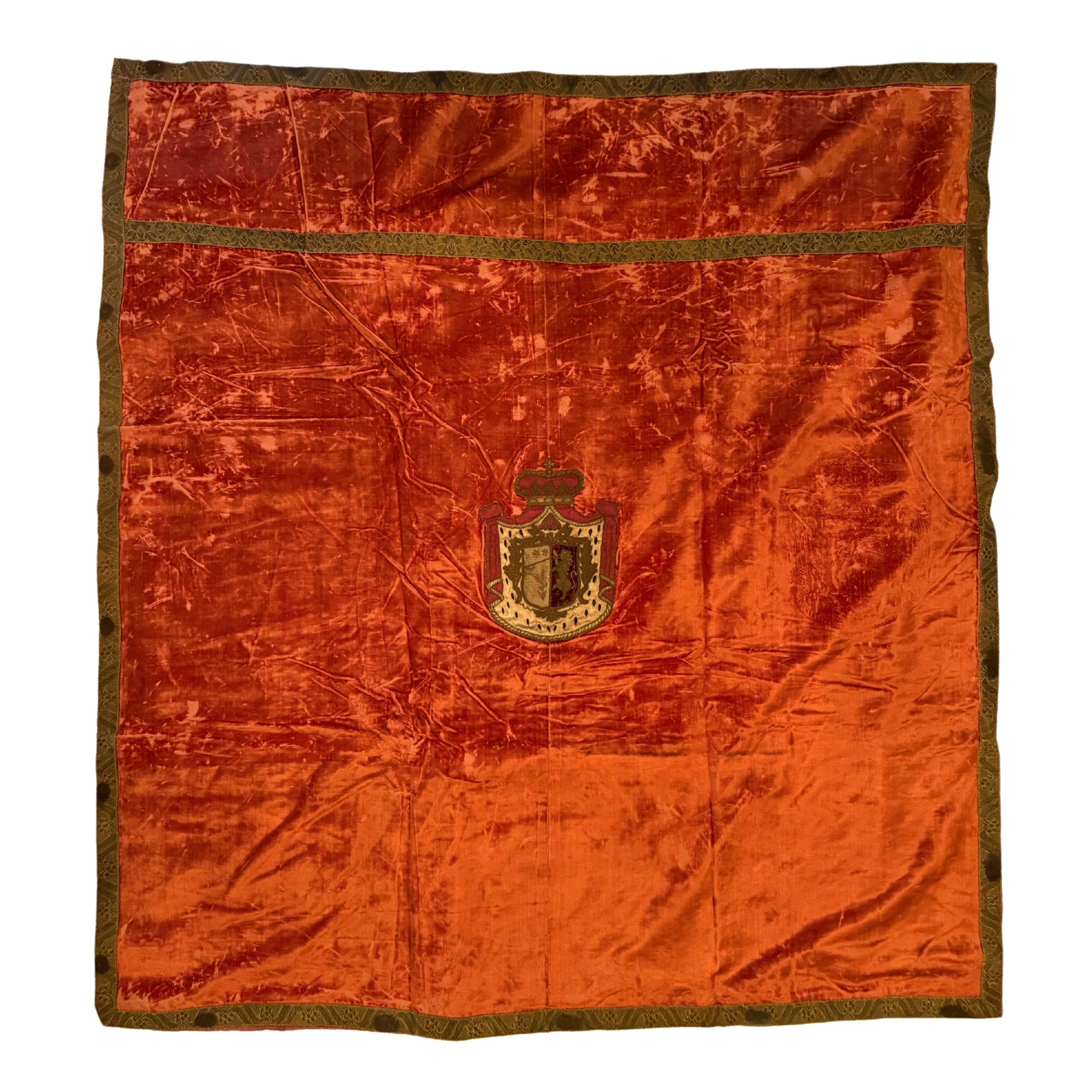 18th c. Velvet Wall Hanging with Heraldic Crest