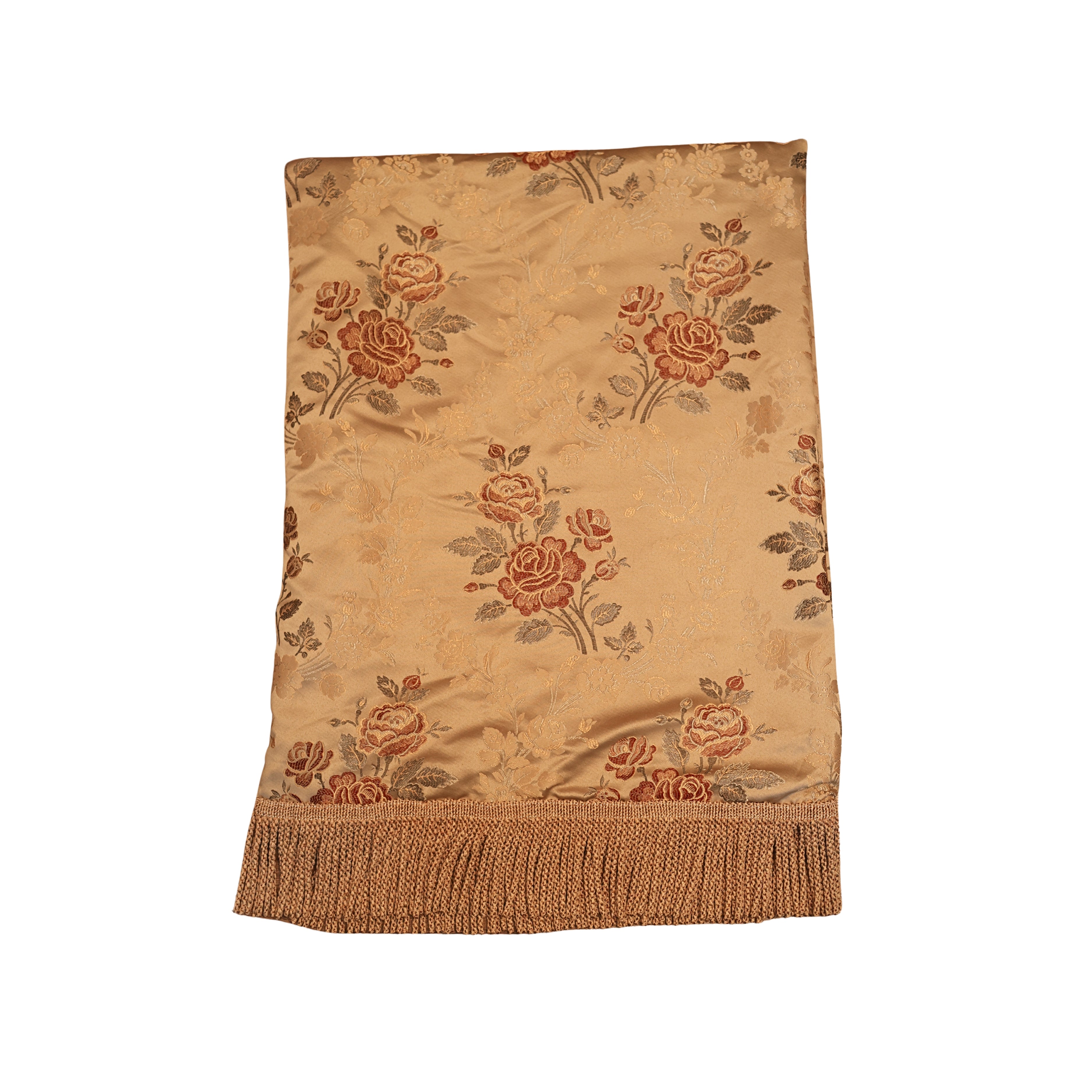 Reversible Jacquard Floral Throw with Fringe