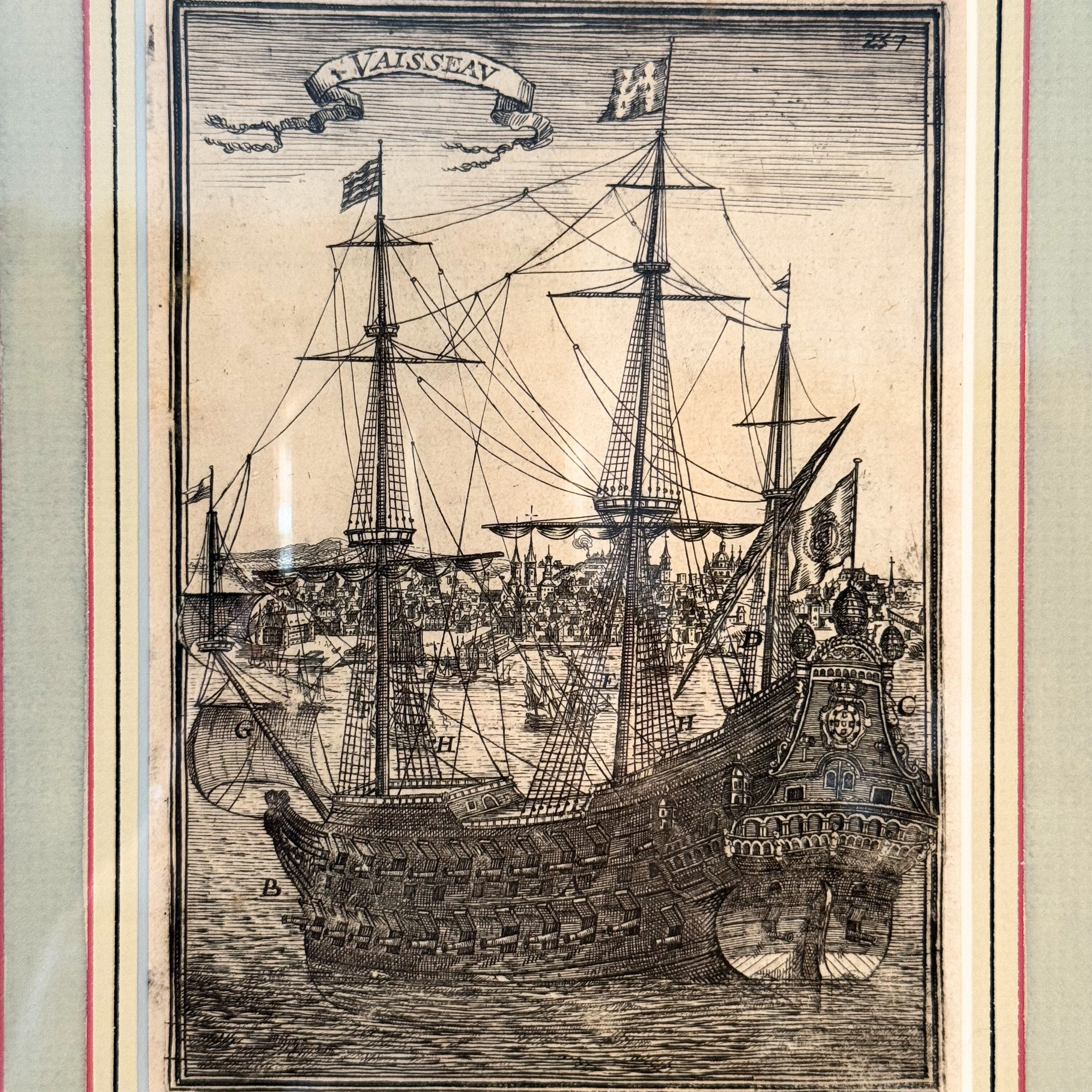17th c. “Vaisseau” Copperplate Engraving
