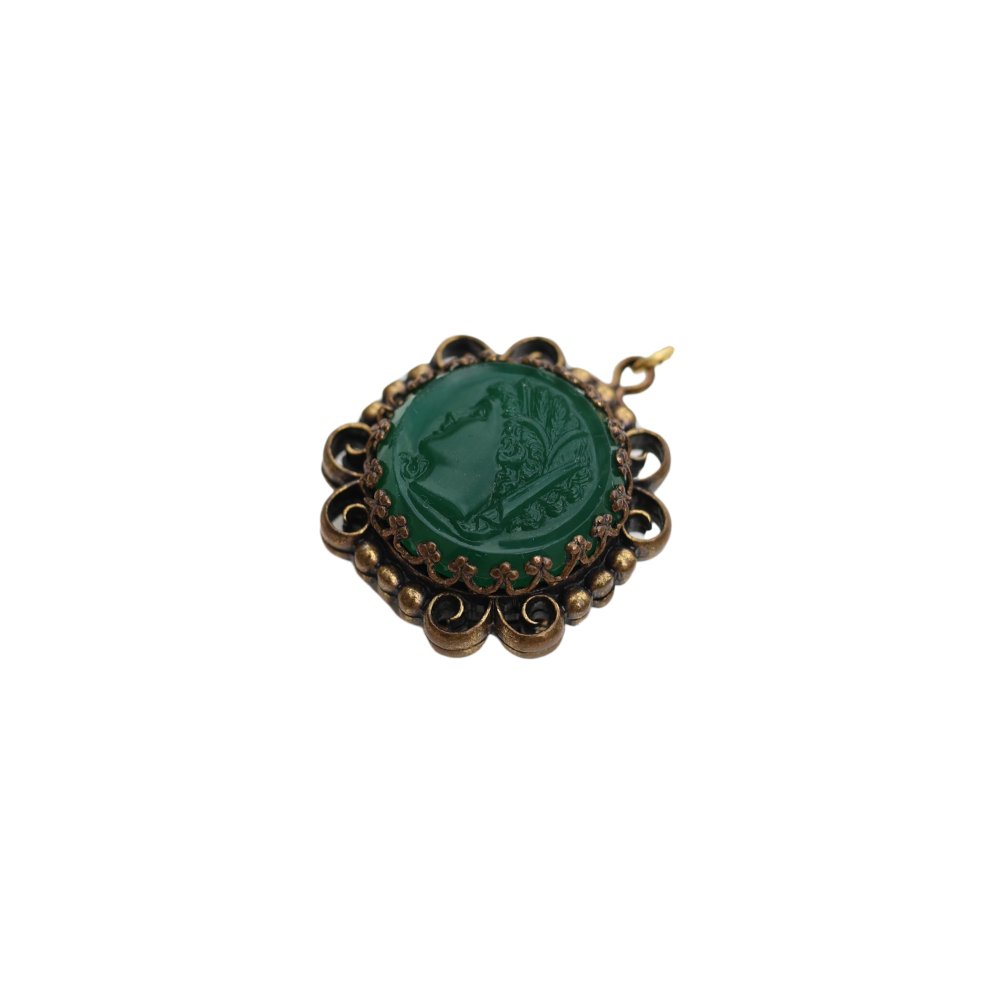 Intaglio Scrollwork Pendant on 18k Chain