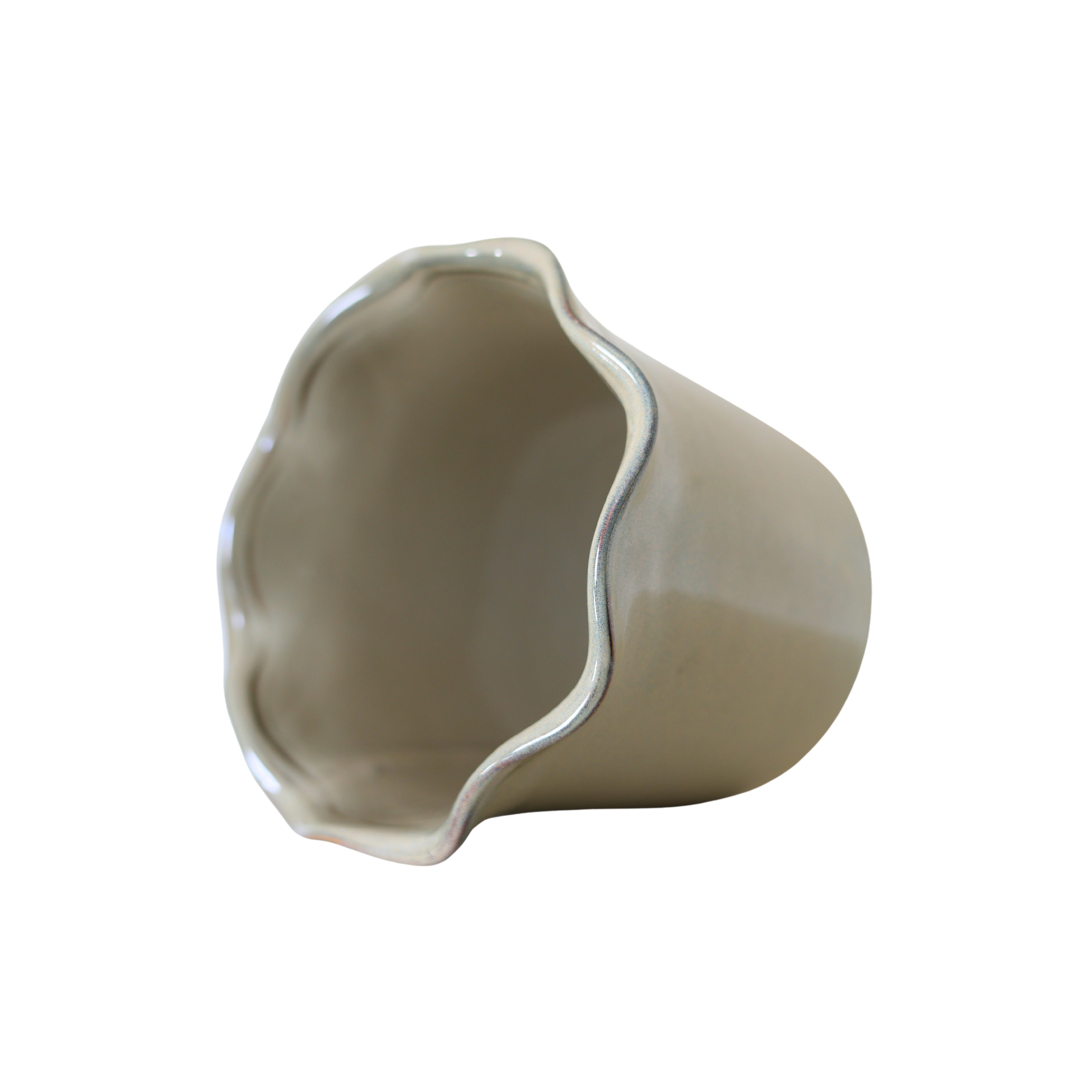 Glazed Ceramic Scalloped Planter