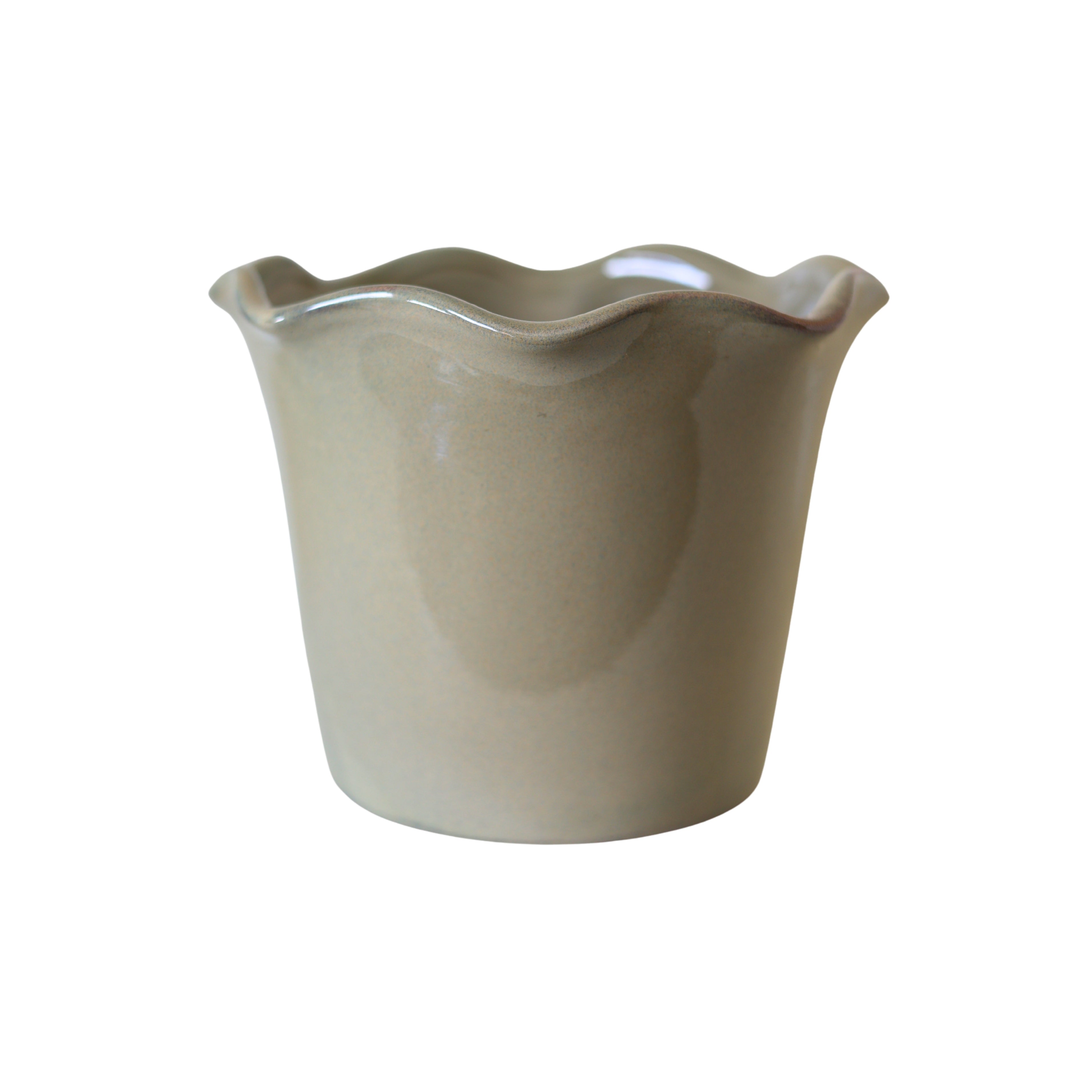 Glazed Ceramic Scalloped Planter