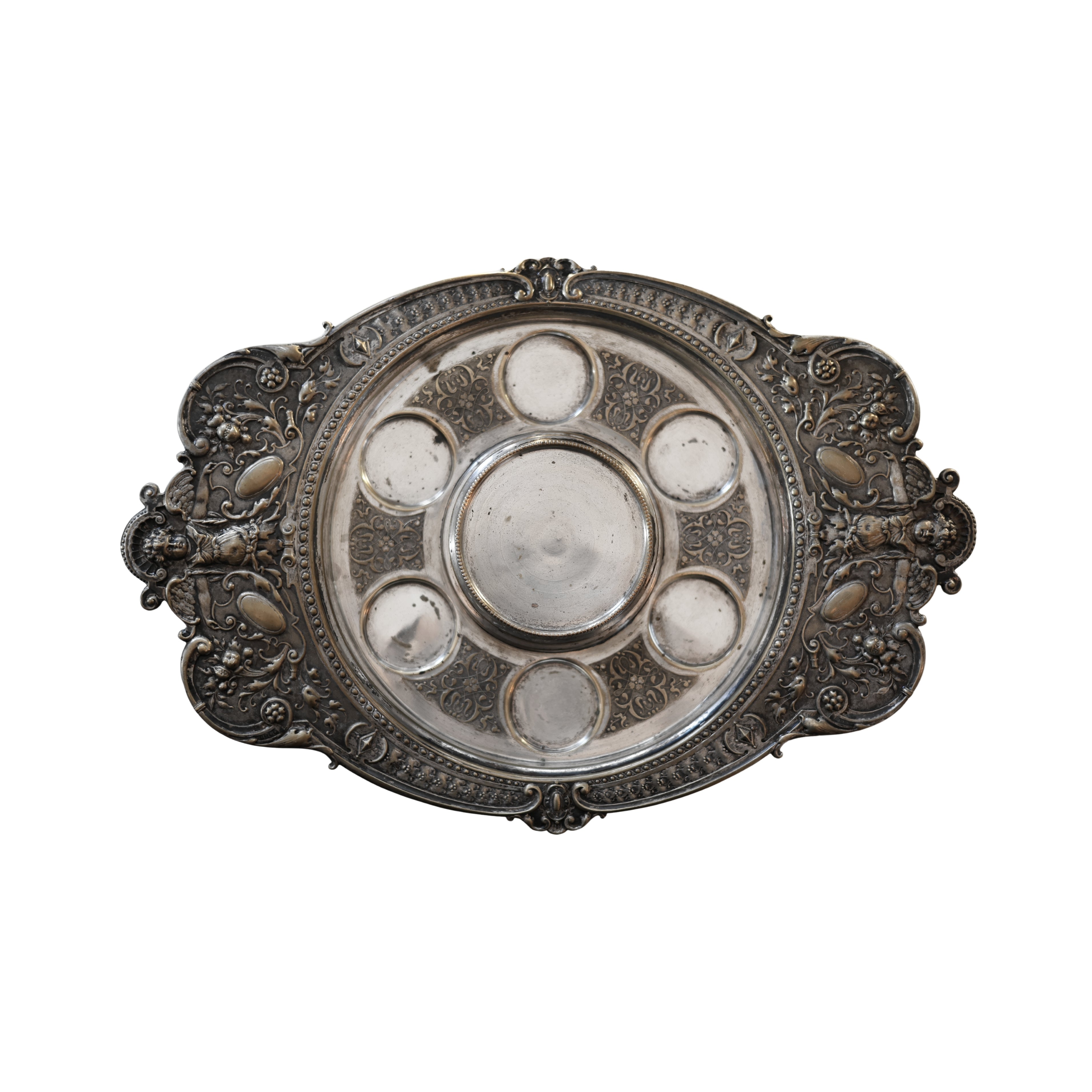 Silverplate Oyster Serving Platter with Cherub Motif
