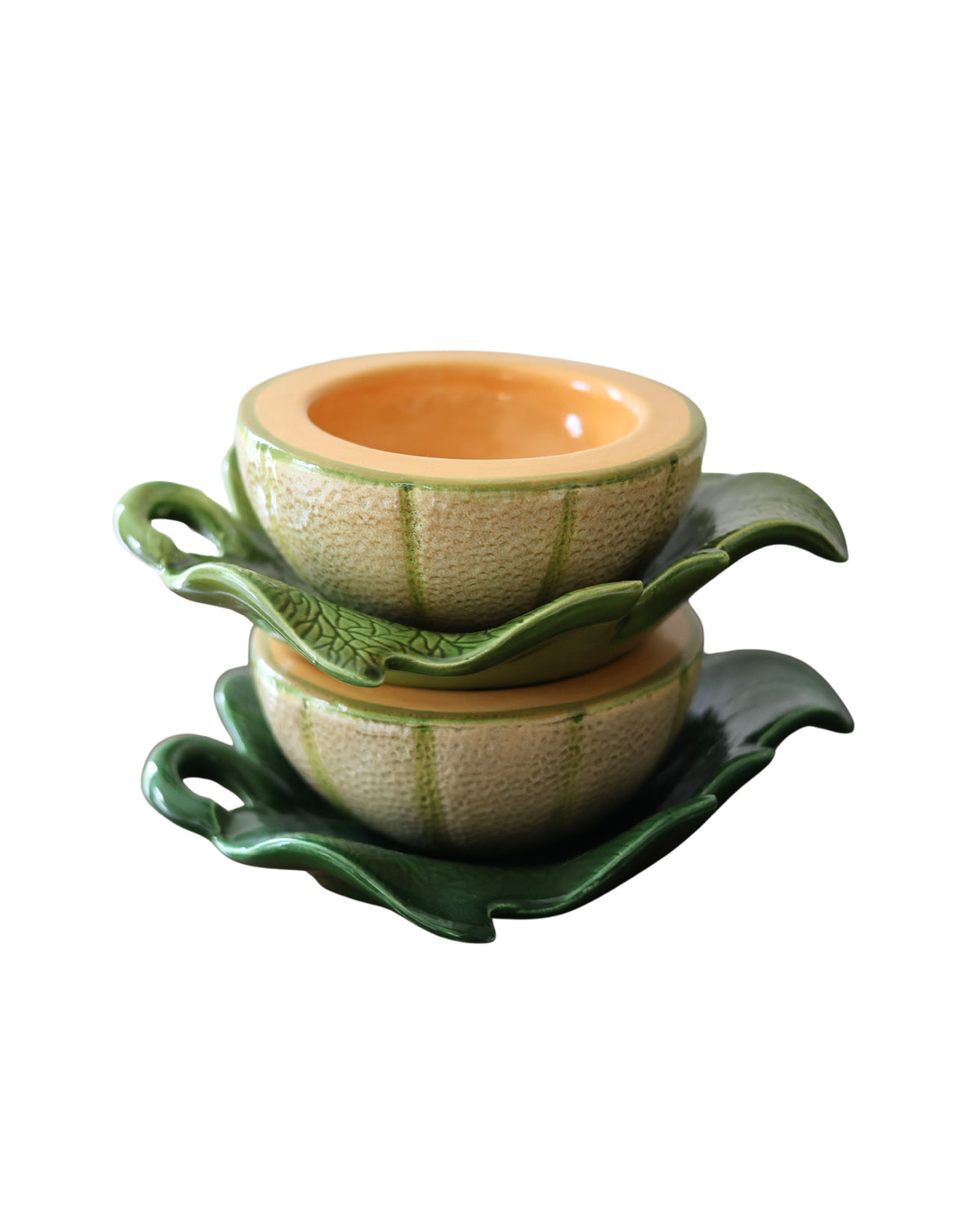 Cantaloupe Bowls with Leaf Underplate