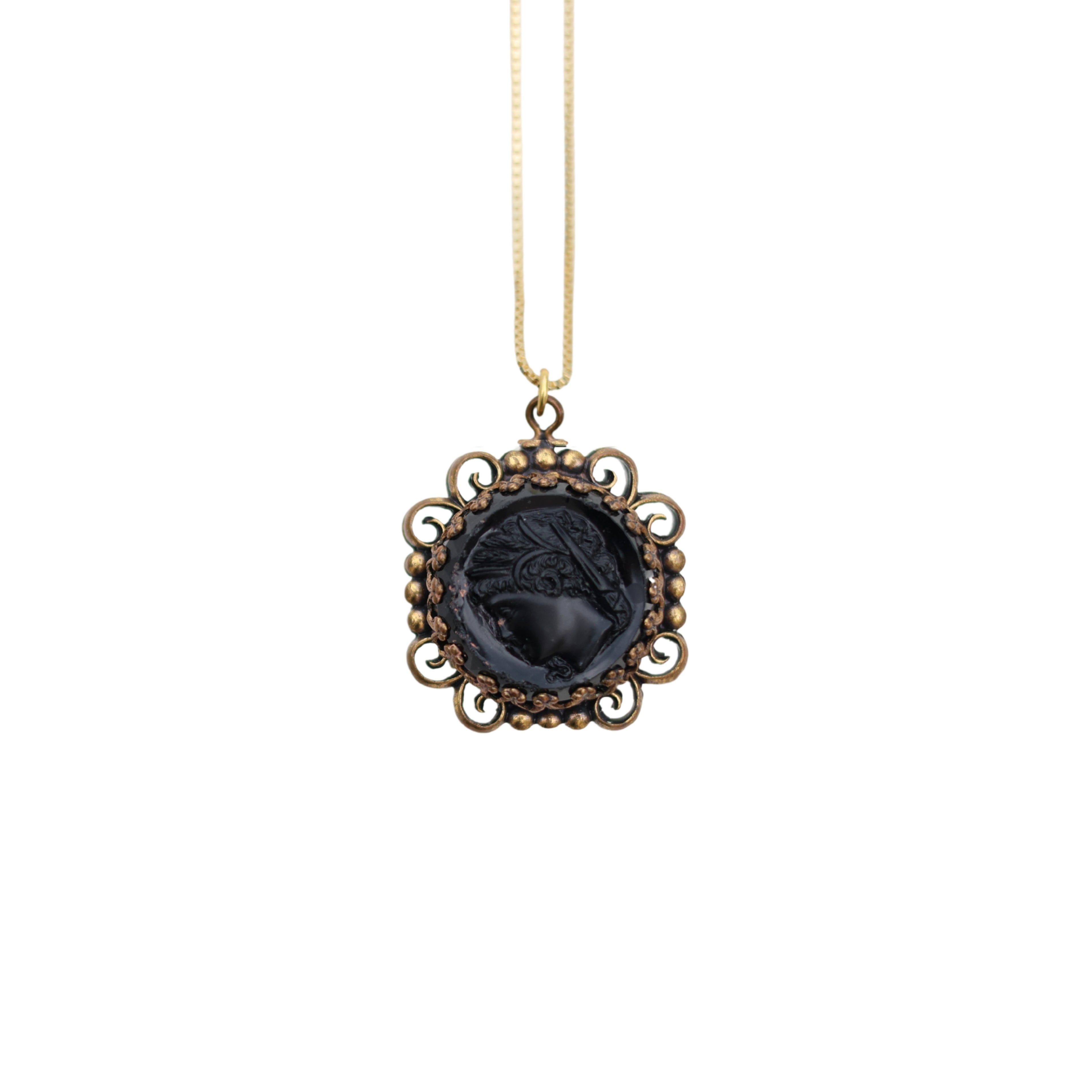 Intaglio Scrollwork Pendant on 18k Chain