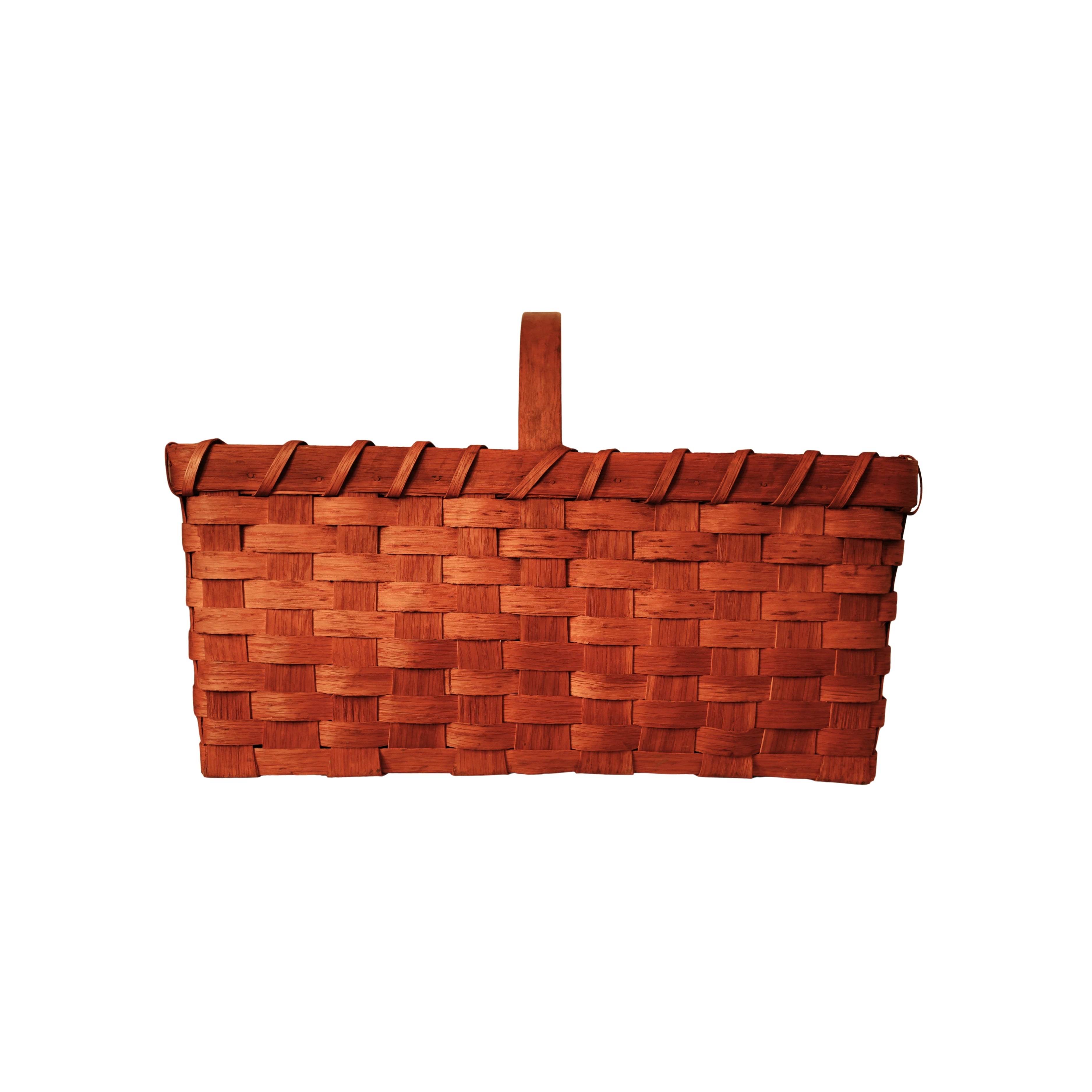 Handwoven Wood-Splint Basket with Lid