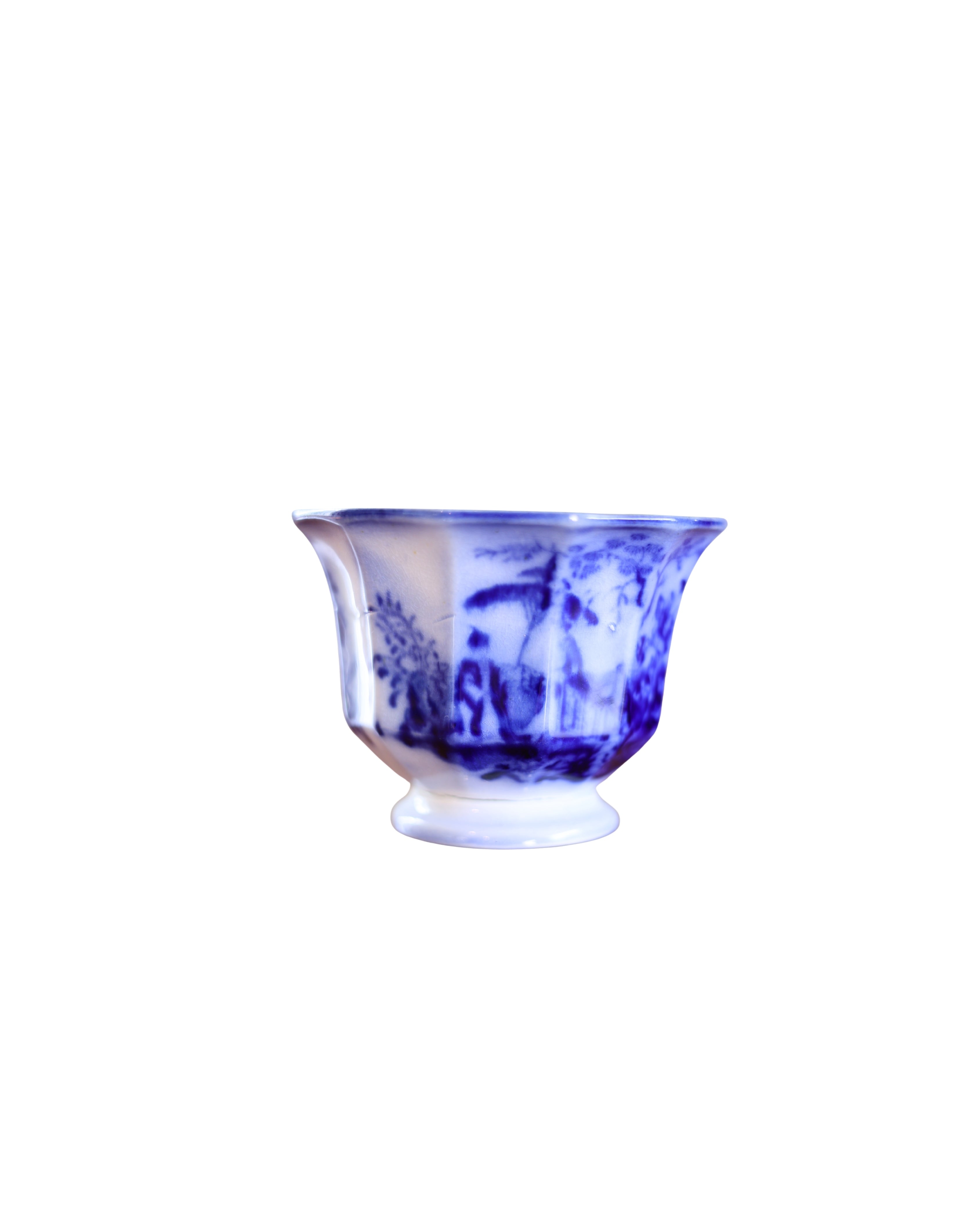 Davenport "Amoy" Flow Blue Fluted Tea Bowls-2