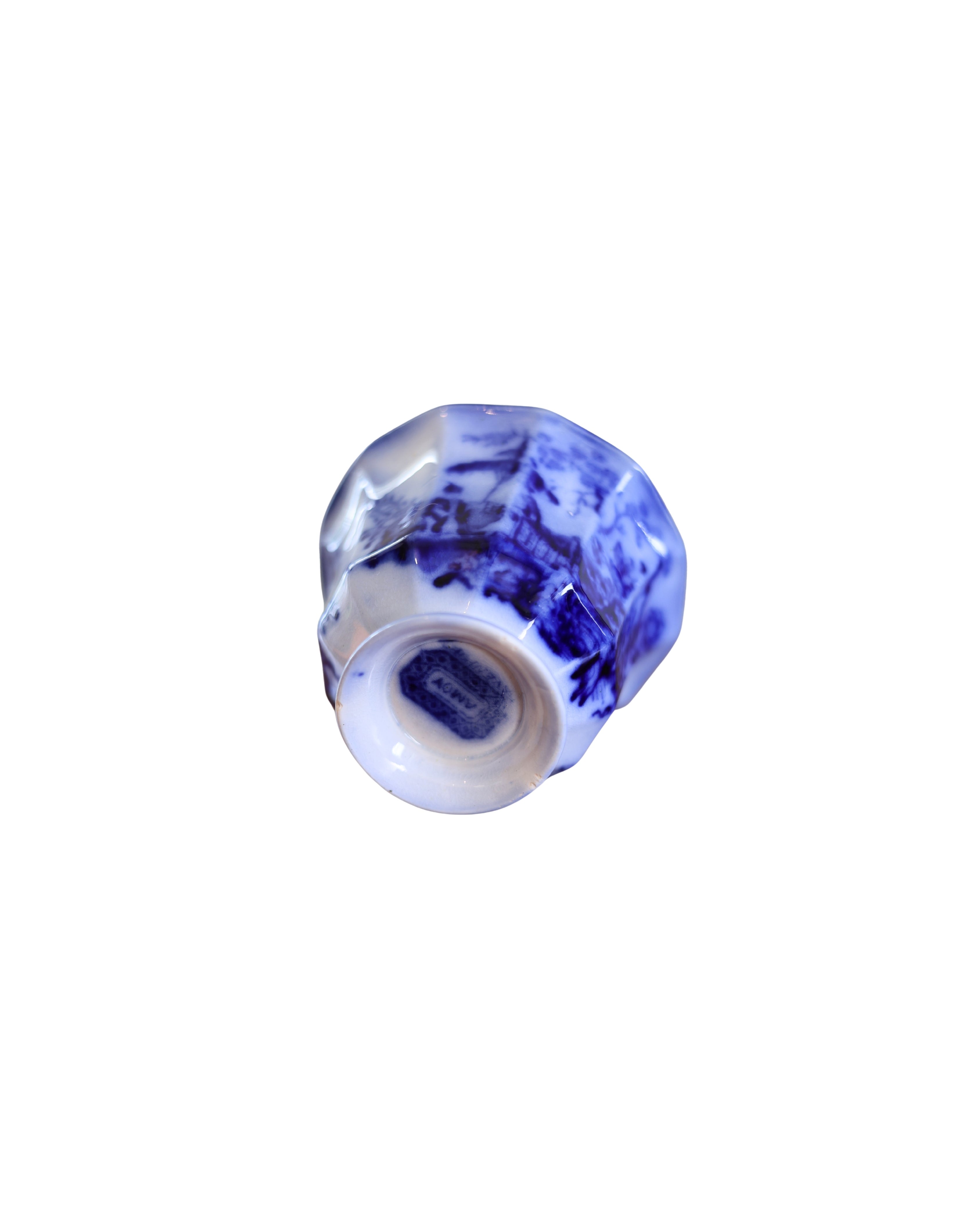 Davenport "Amoy" Flow Blue Fluted Tea Bowls-4