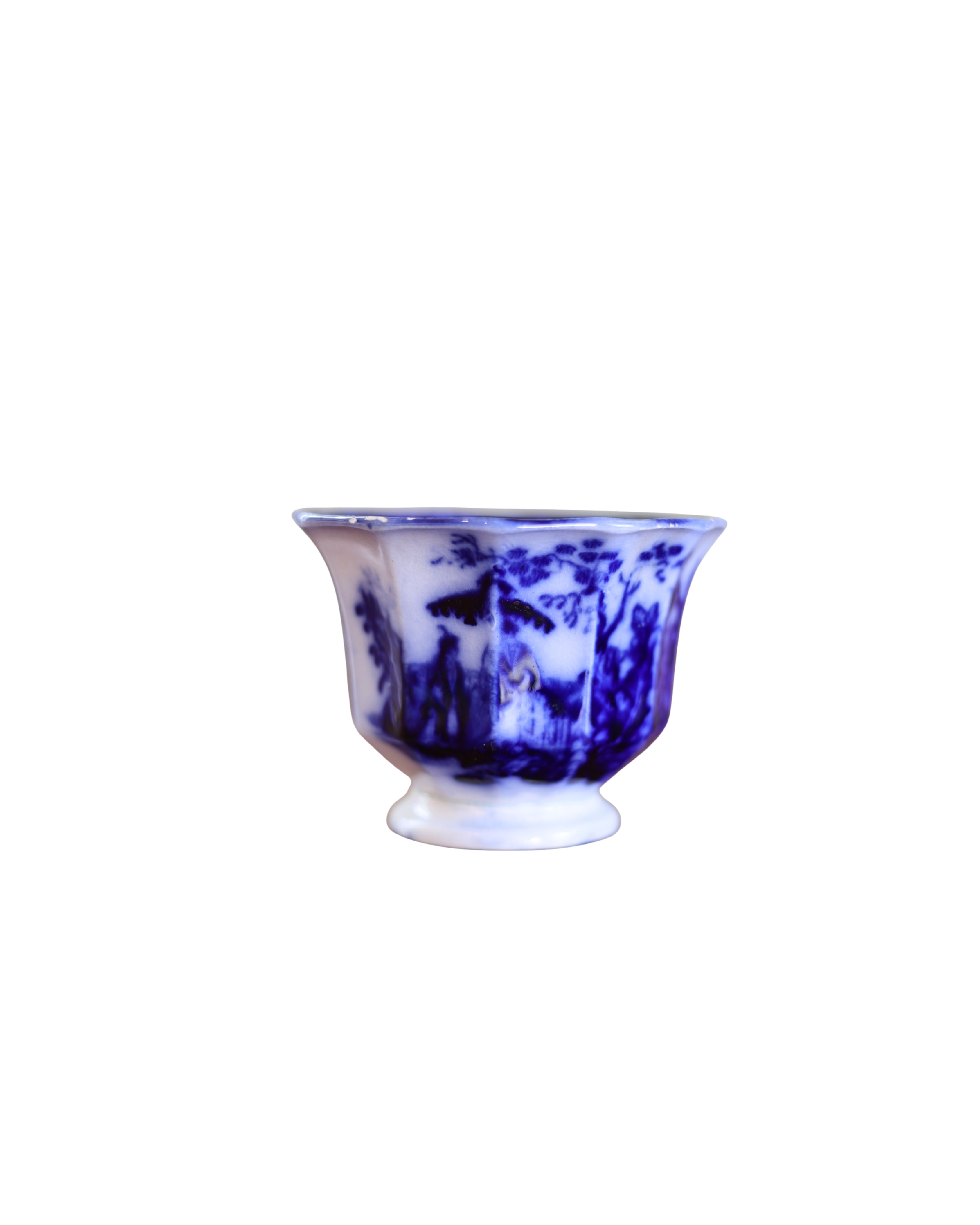 Davenport "Amoy" Flow Blue Fluted Tea Bowls-7