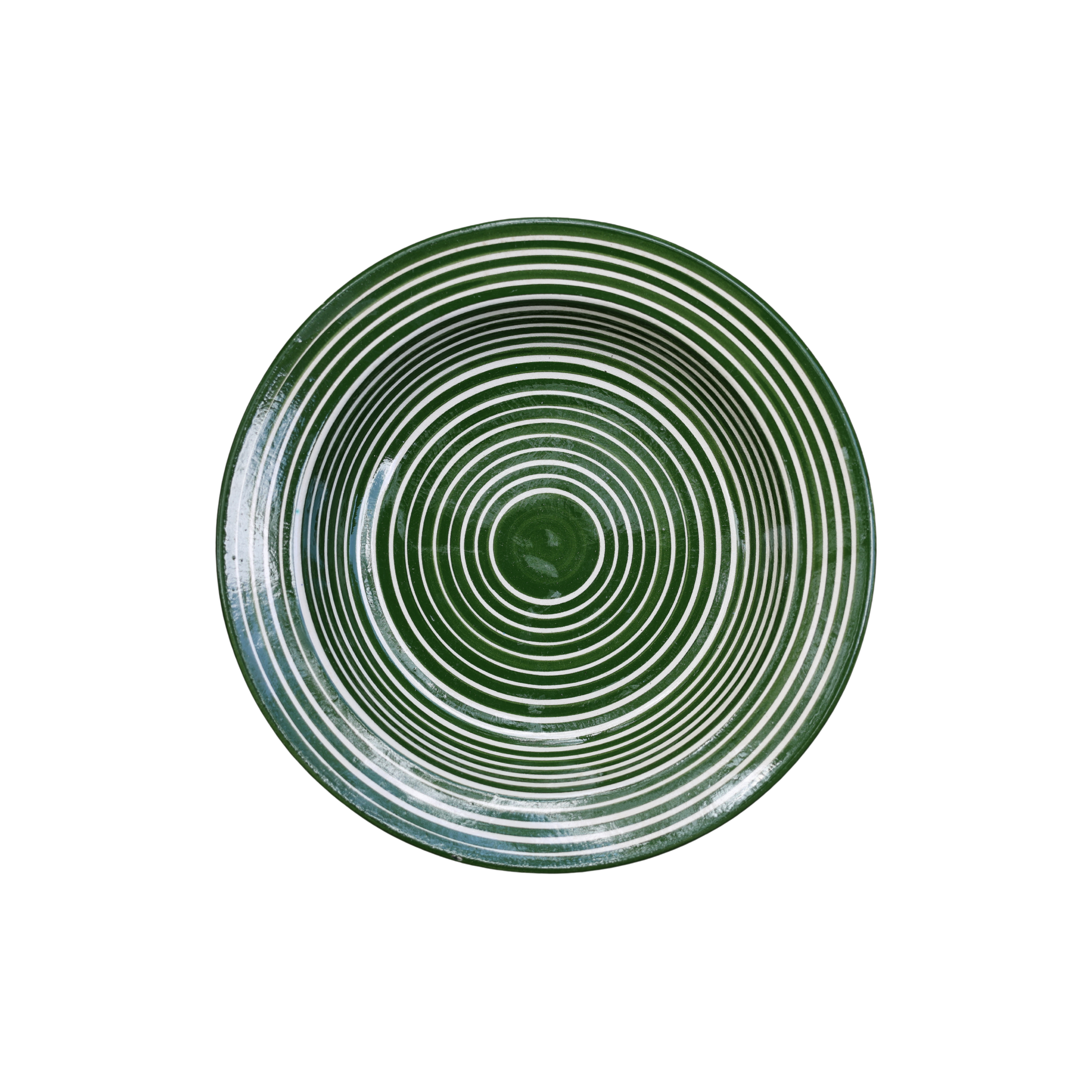 Portuguese Green Banded Pottery Bowl