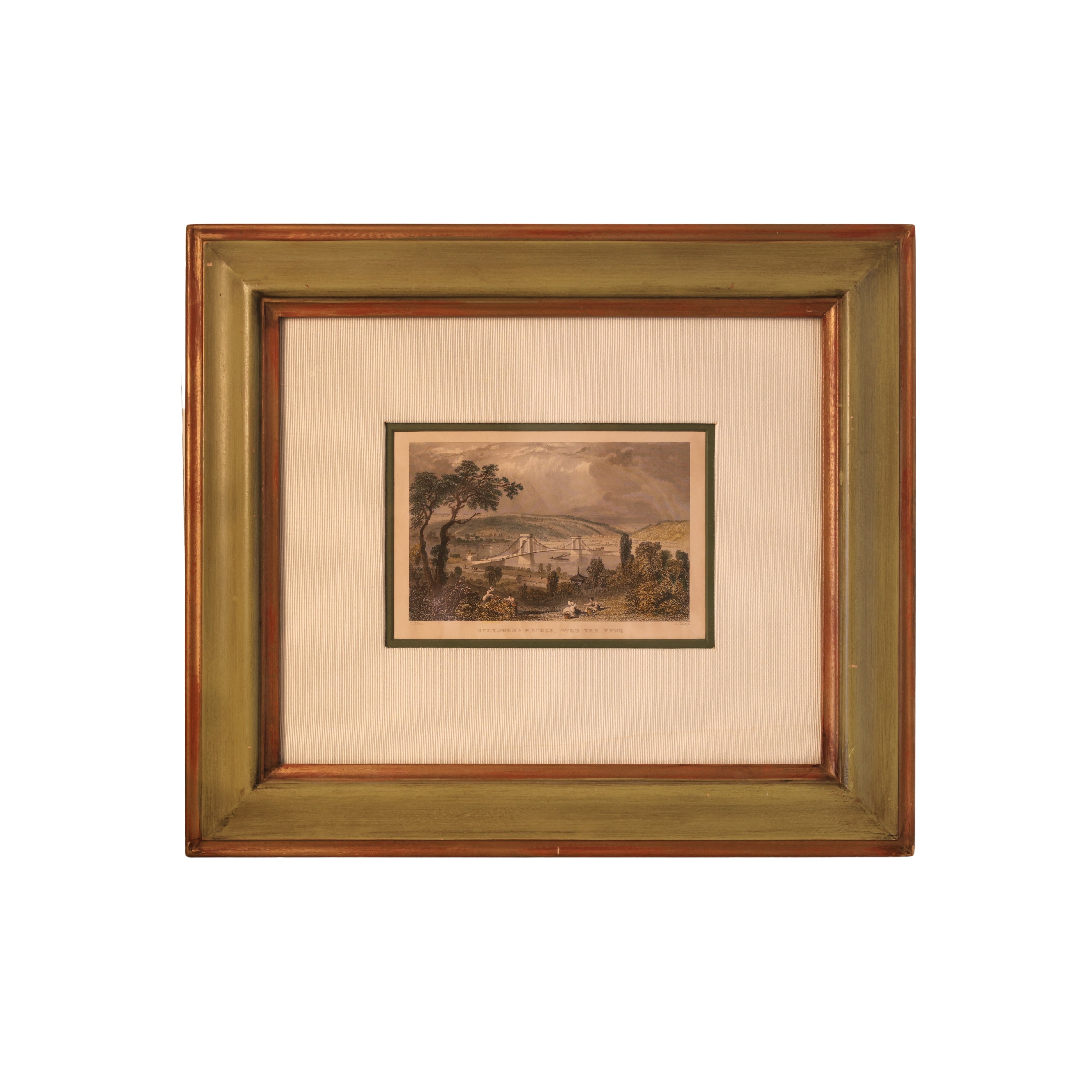 c. 1832 Hand-Colored Engraving — Scotswood Bridge, Over the Tyne