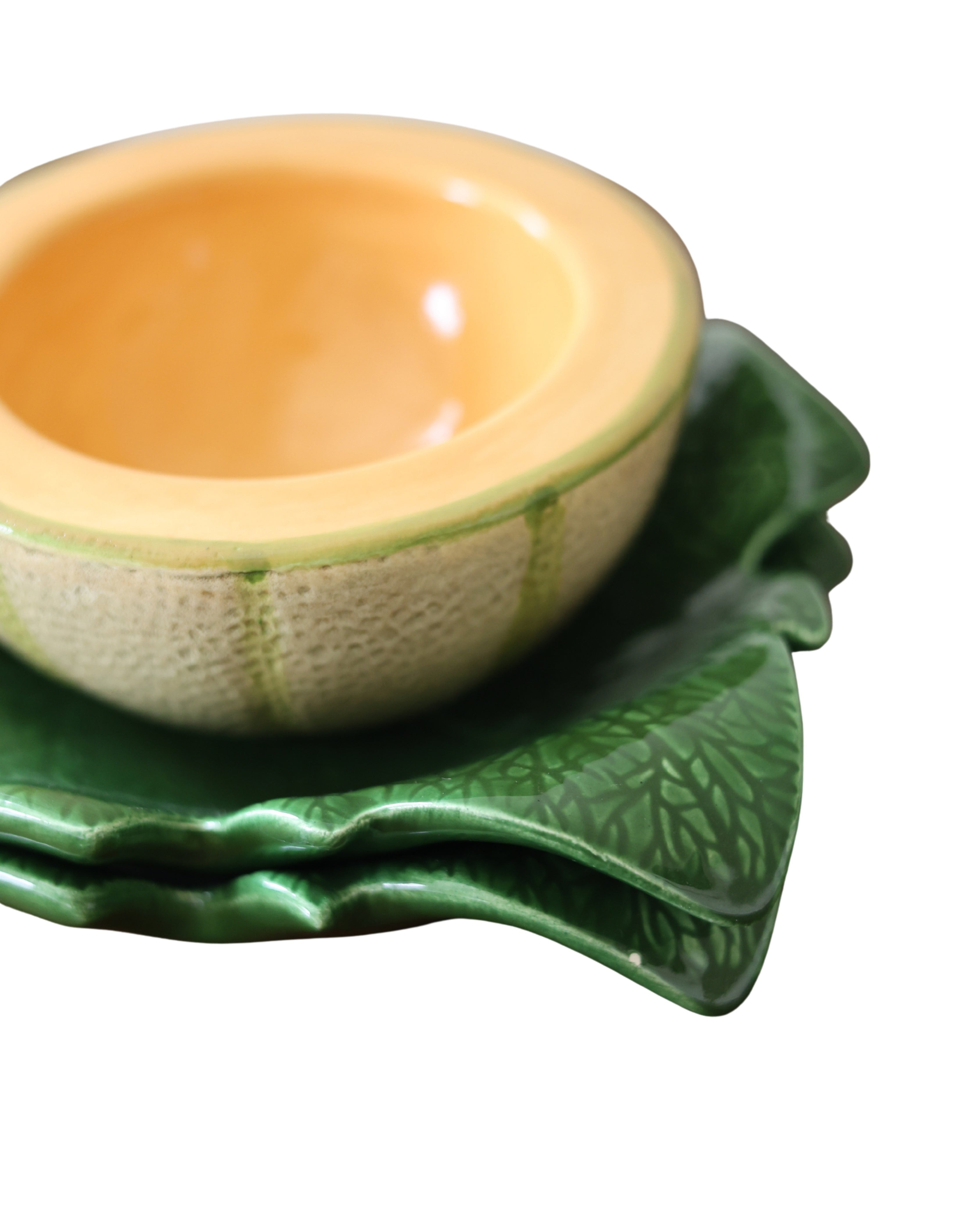 Cantaloupe Bowls with Leaf Underplate-5