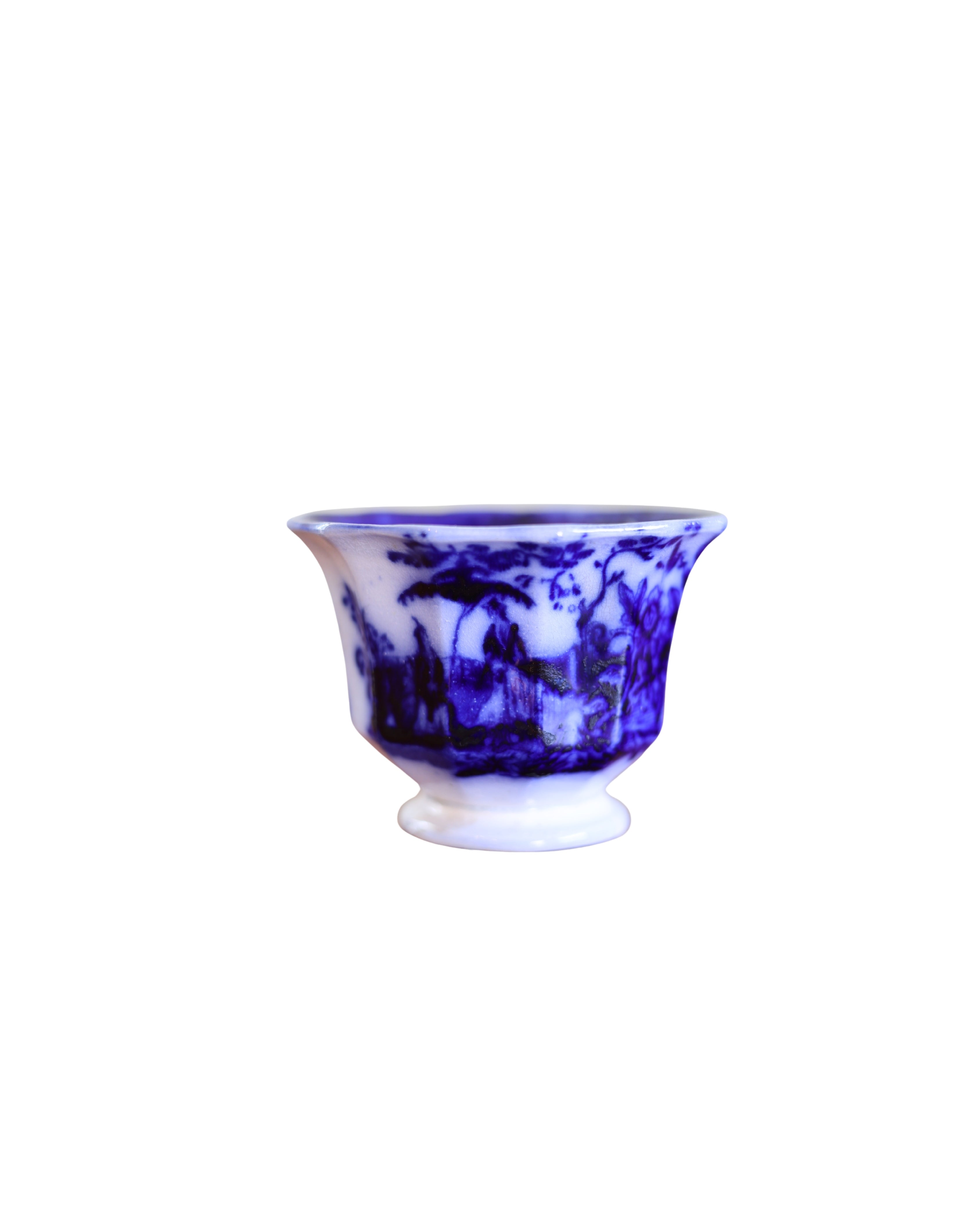 Davenport "Amoy" Flow Blue Fluted Tea Bowls-12