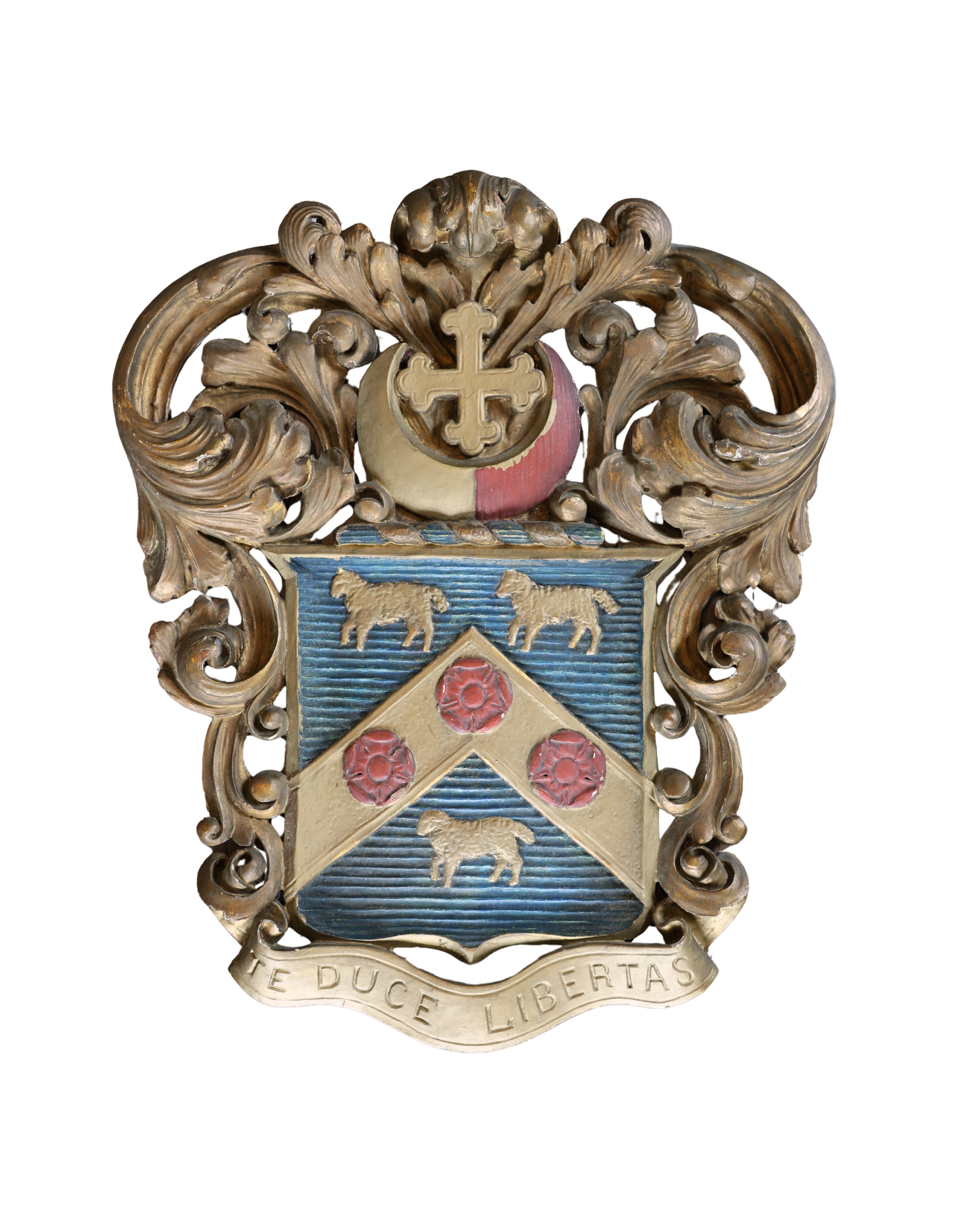 Carved Oak Heraldic Family Crest-1