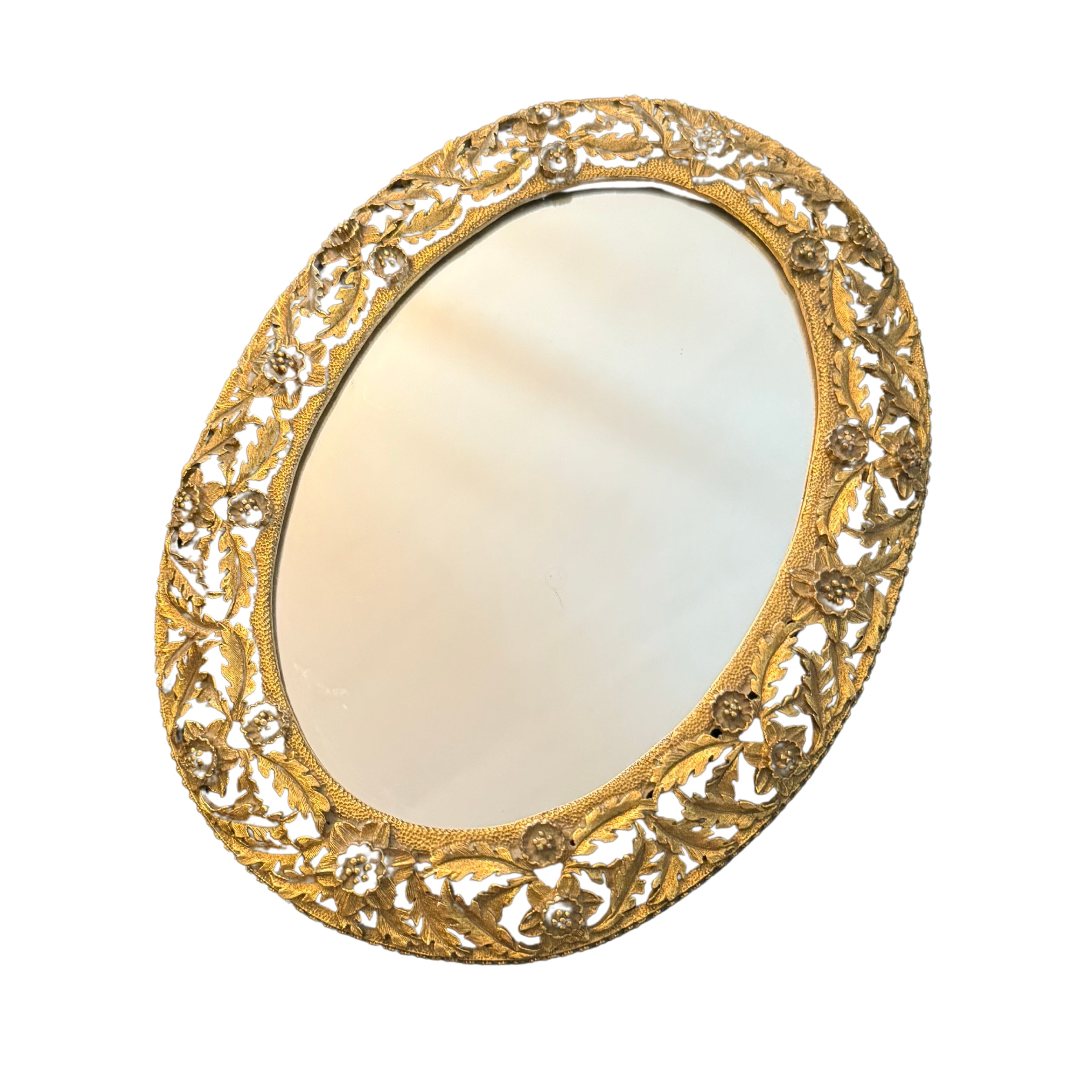 Ornate Floral Mirror Tray