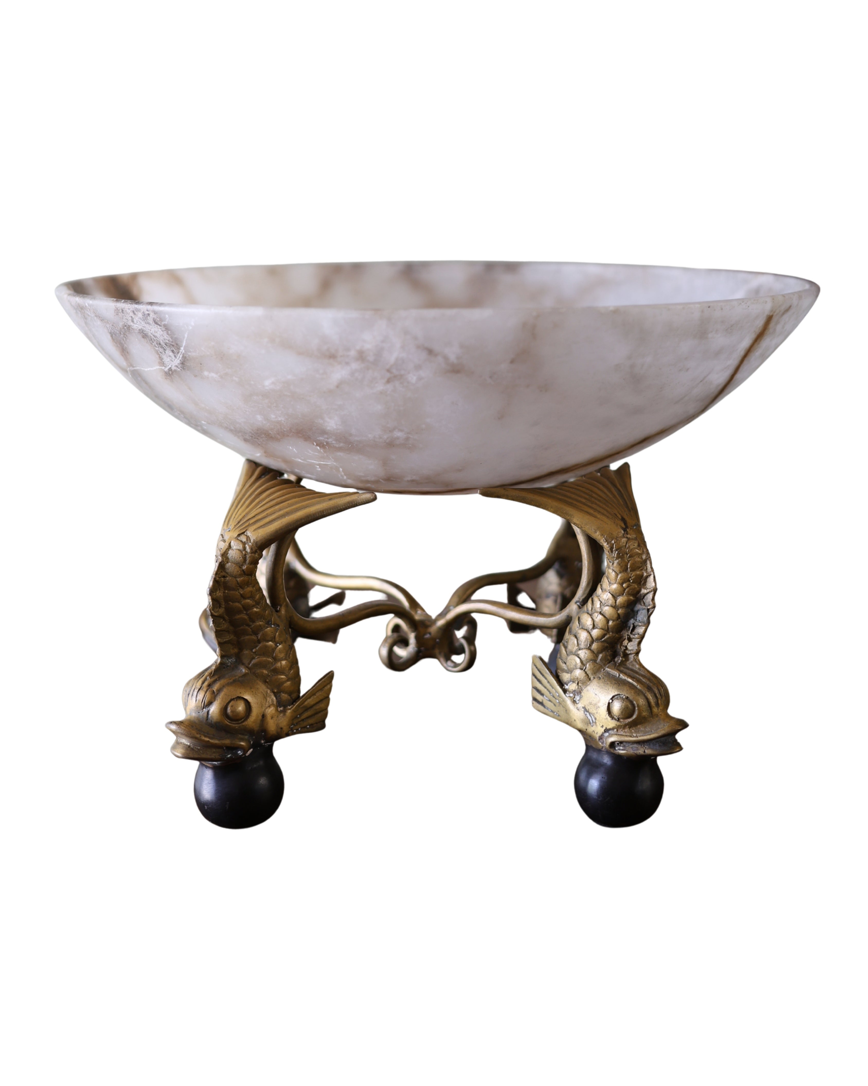 Alabaster Centerpiece with Dolphin Pedestal