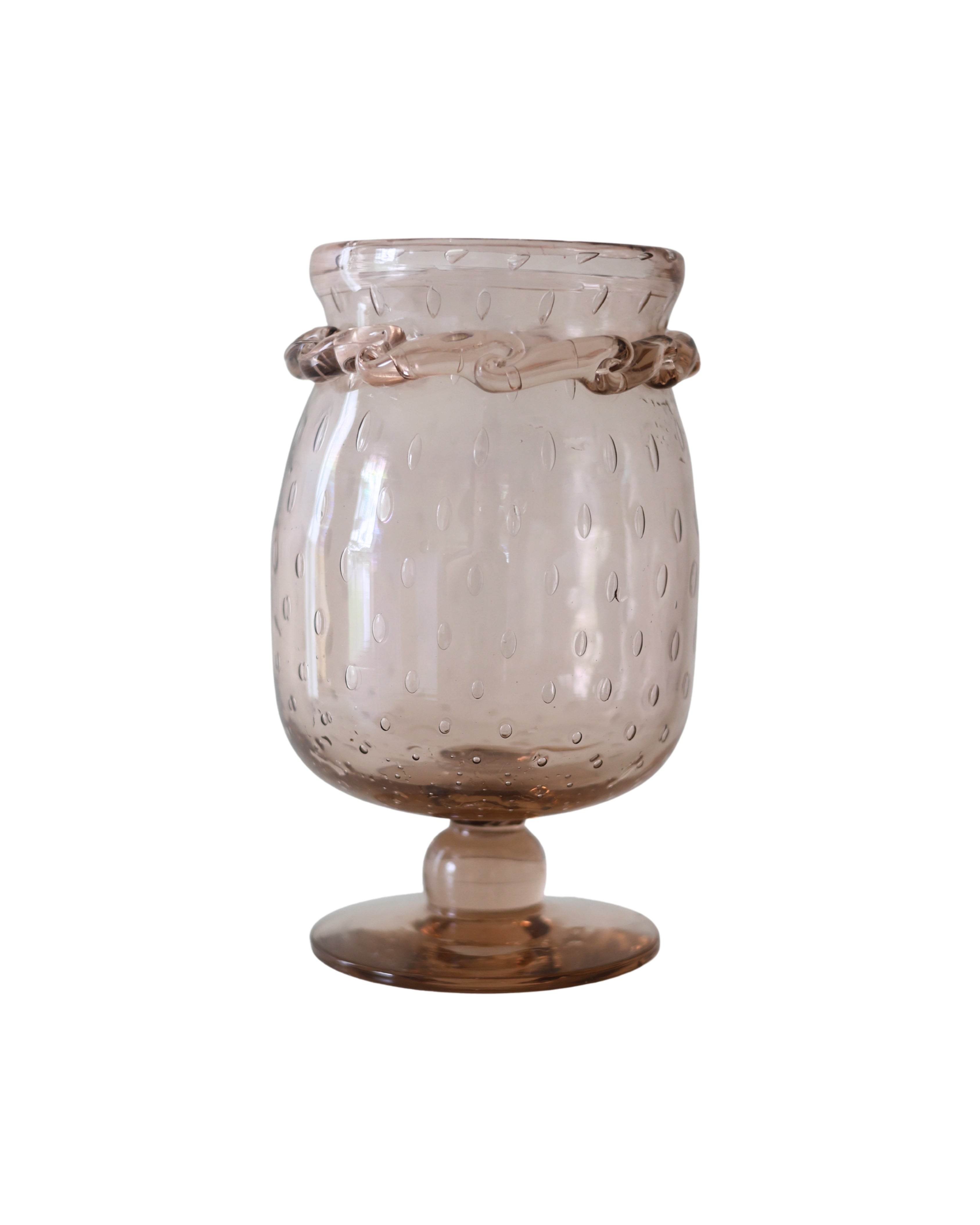 Pink Blown Glass Rigaree Vessel-2