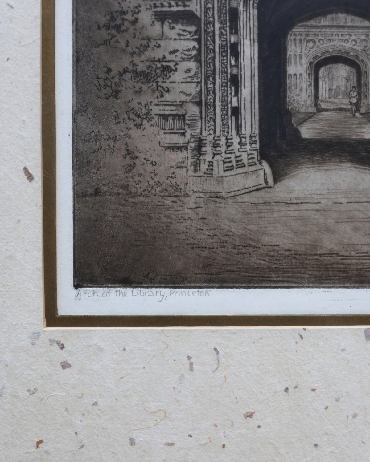 “Arch of the Library, Princeton” Signed Etching, George A. Bradshaw-3