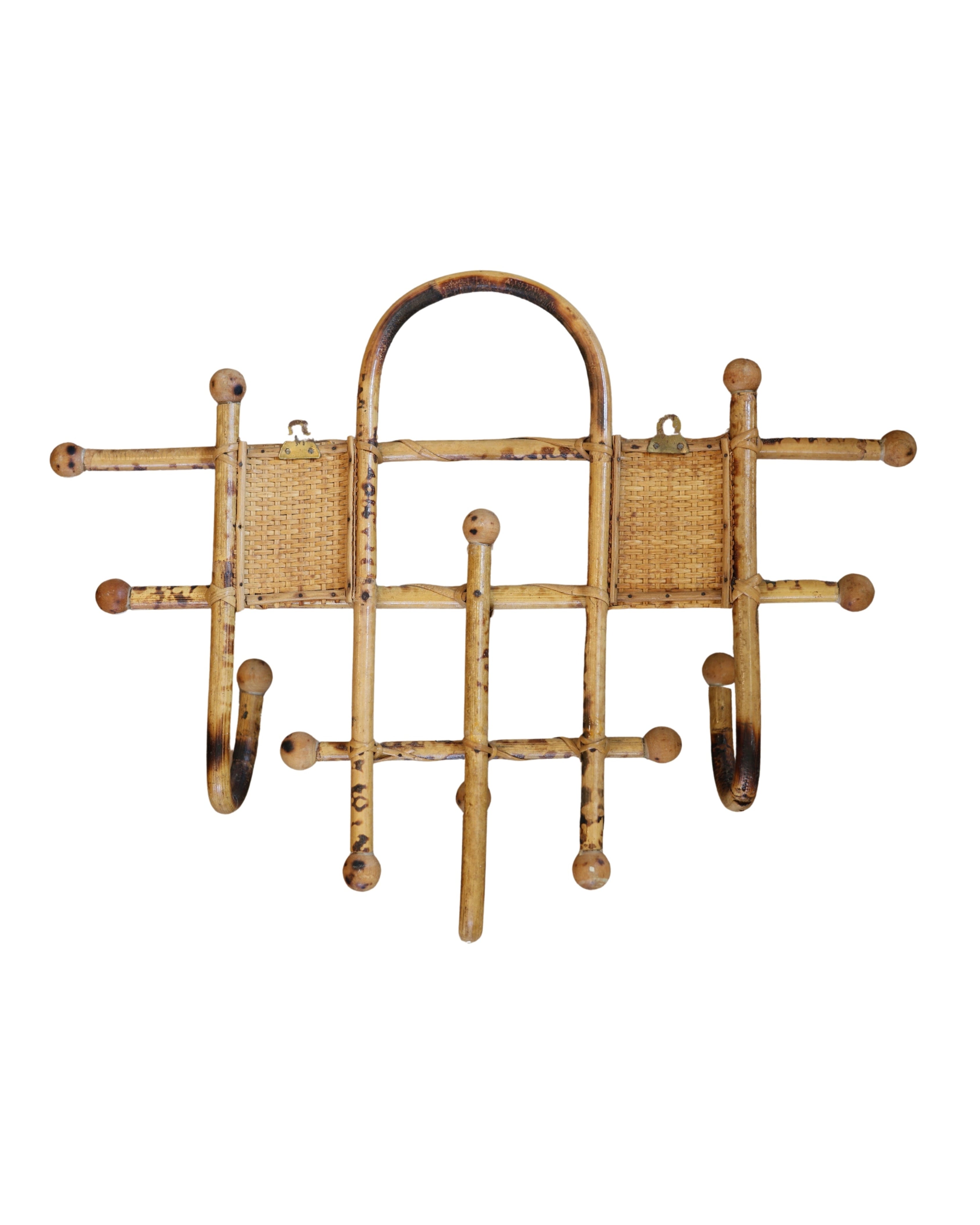 Burnt Bamboo & Rattan Hat Rack-2