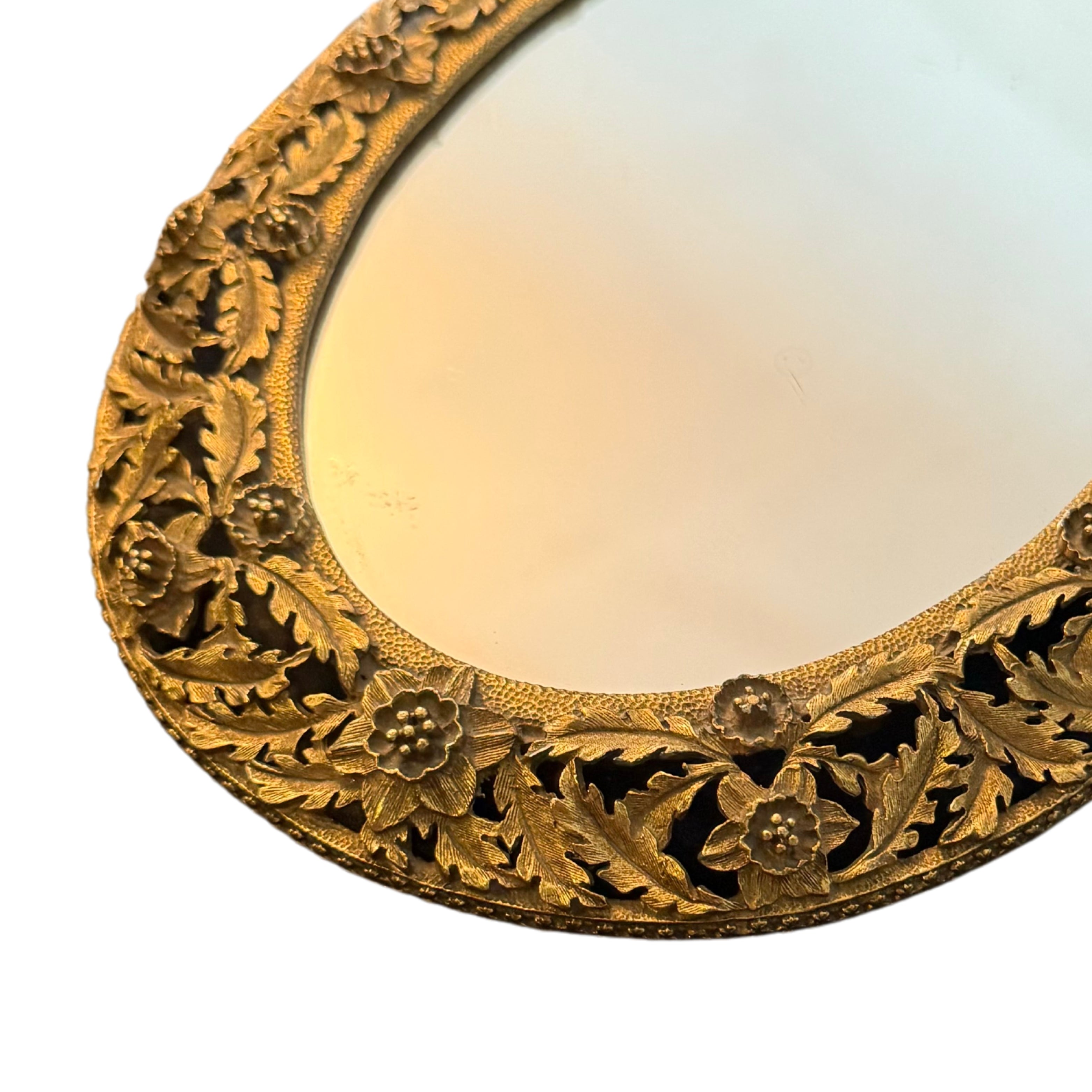 Ornate Floral Mirror Tray